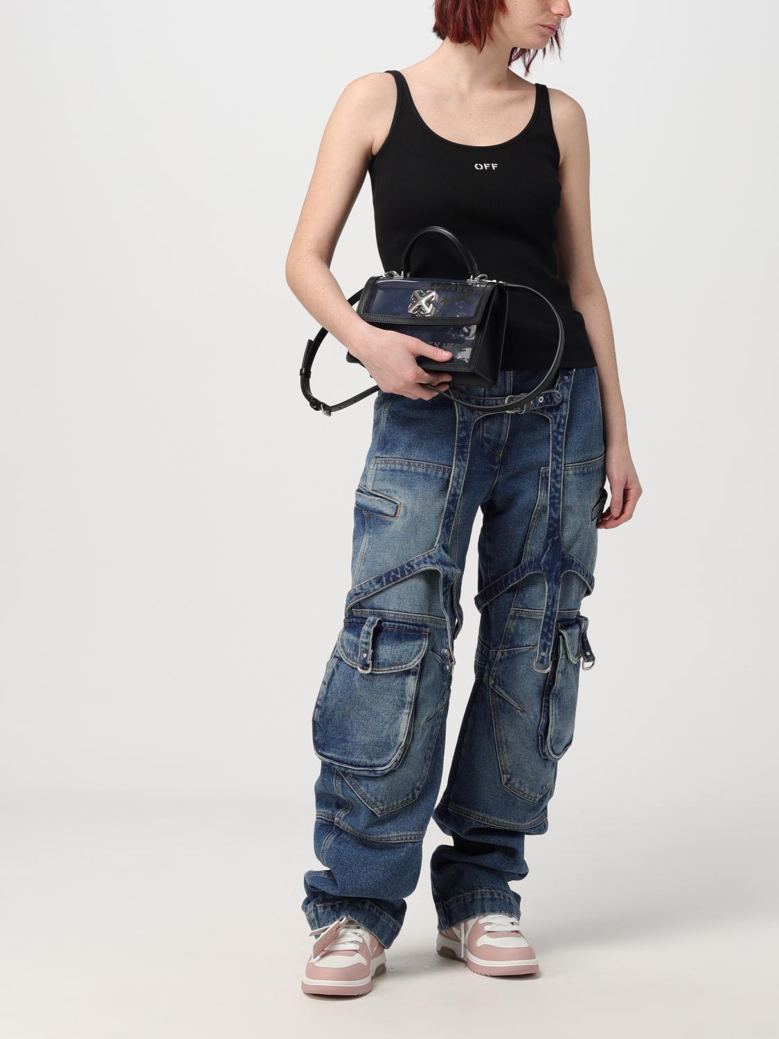 OFF-WHITE T-SHIRTS: Top Off-White in cotone stretch , Nero - Img 2