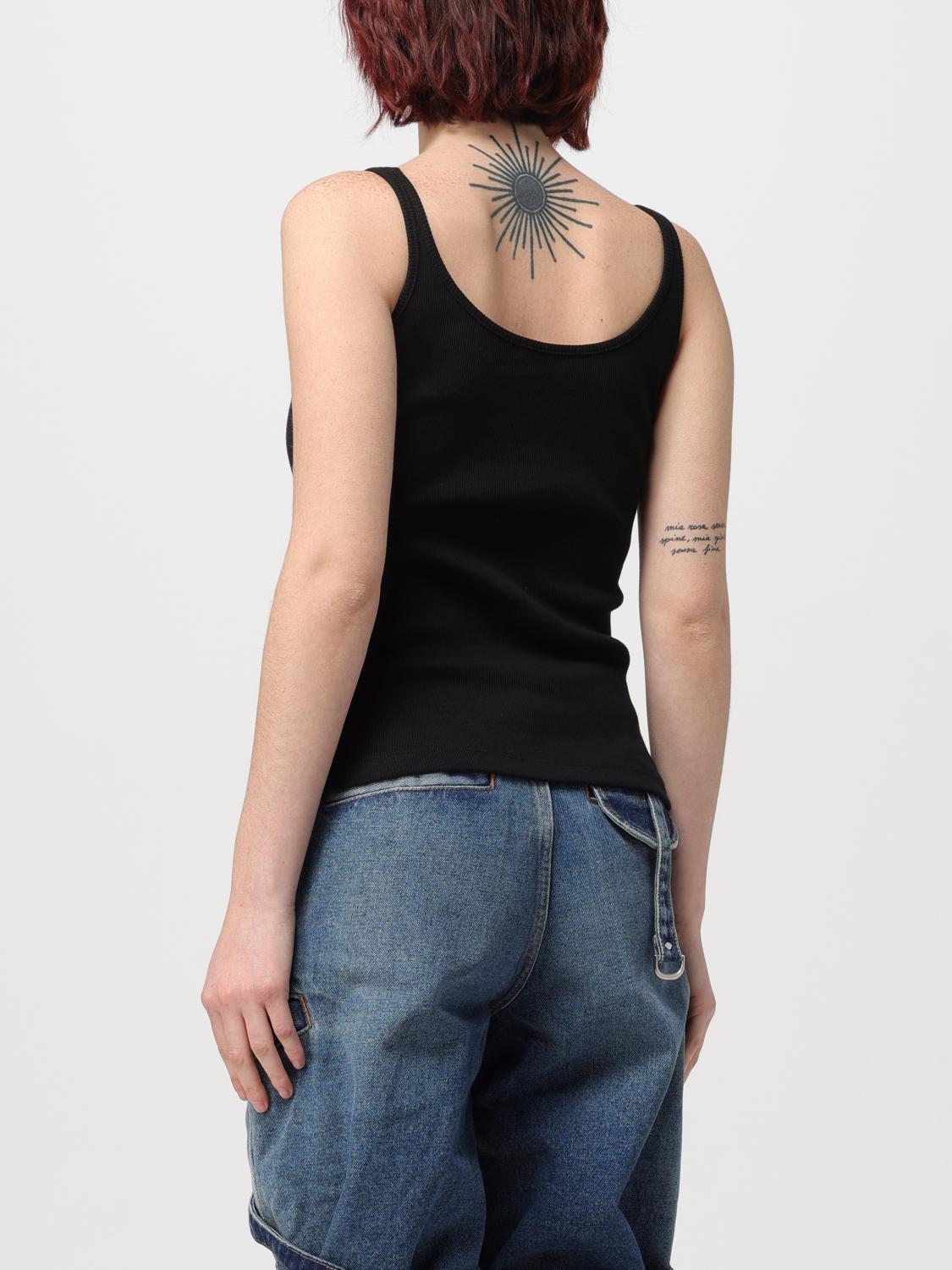 OFF-WHITE T-SHIRTS: Top Off-White in cotone stretch , Nero - Img 3