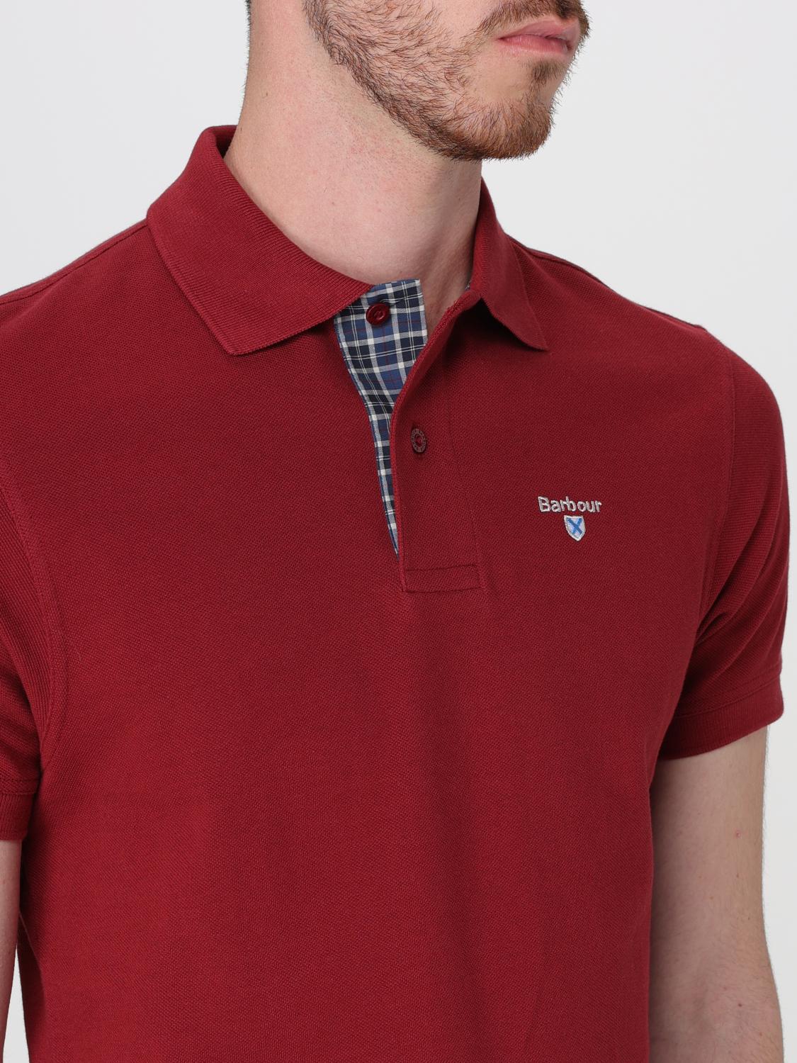 BARBOUR POLO: Polo Barbour de piqué con logo bordado, Rojo - Img 3