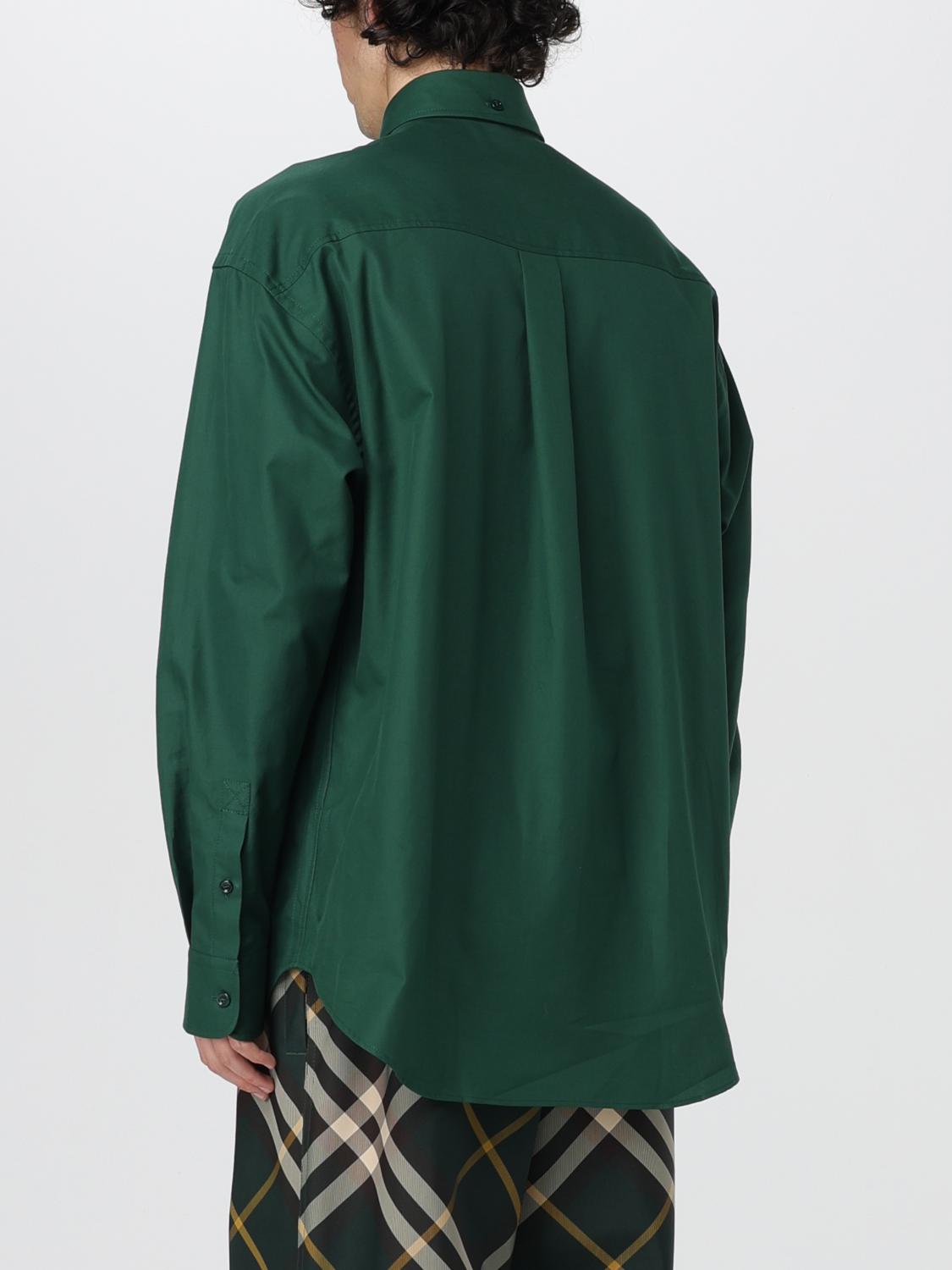 BURBERRY CAMICIA: Camicia Burberry in popeline di cotone , Verde - Img 3