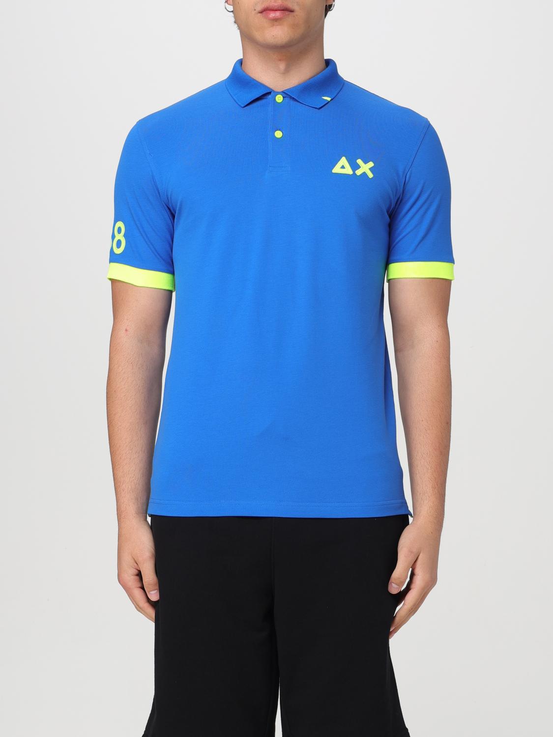 SUN68 POLO: Polo Sun 68 in piquet di cotone con logo , Azzurro - Img 1