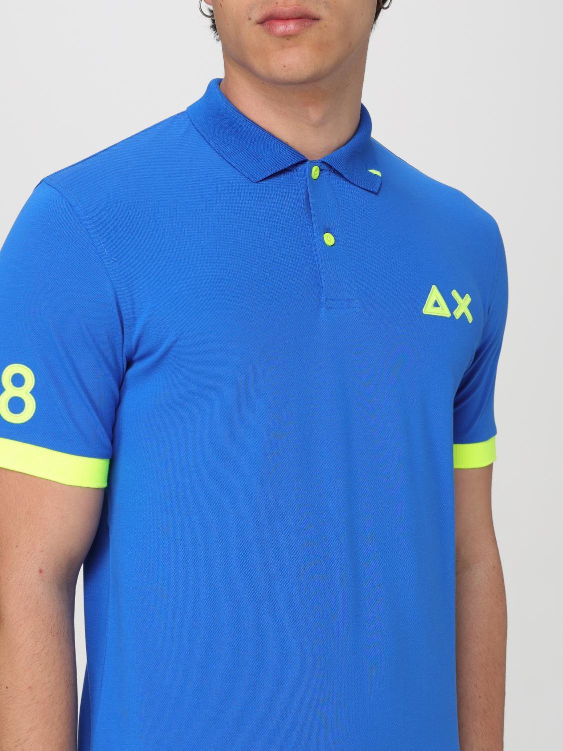 SUN68 POLO: Polo Sun 68 in piquet di cotone con logo , Azzurro - Img 3