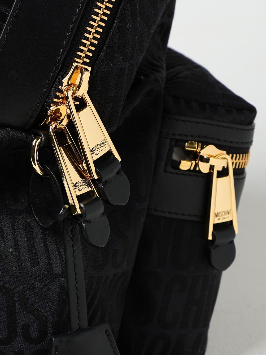 MOSCHINO COUTURE BACKPACK: Moschino Couture Backpack in Jacquard Fabric, Black - Img 4