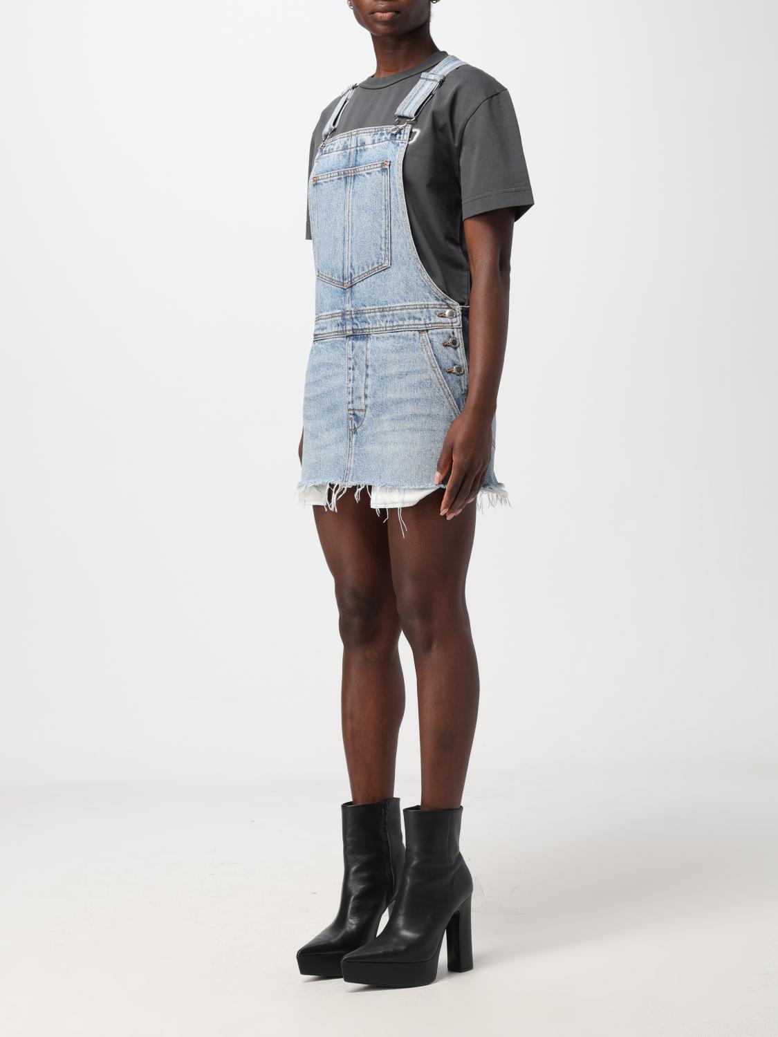 alexander wang denim dress Alexander Wang Denim Embossed Logo Minidress