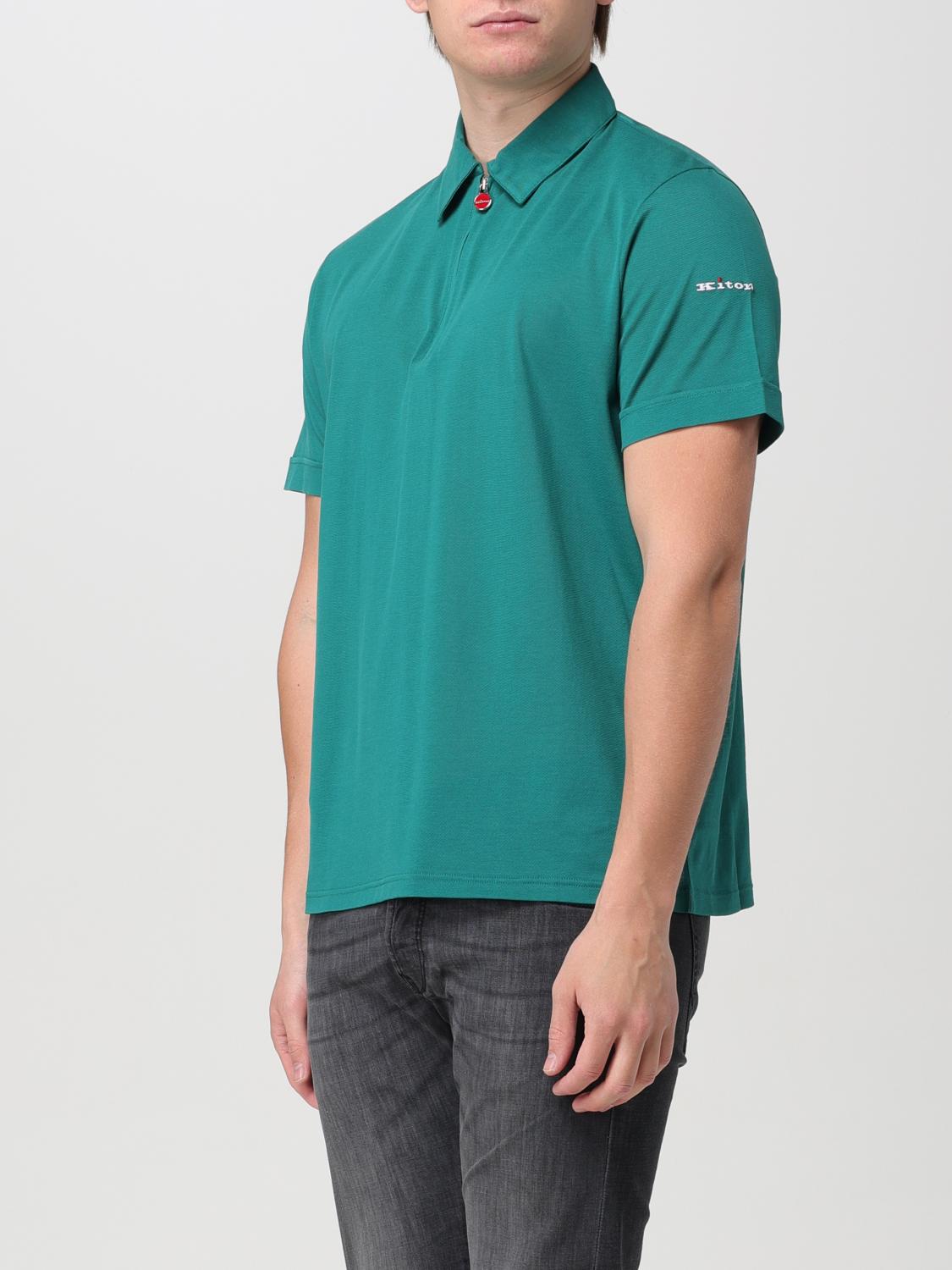 KITON POLO: Polo Kiton in piquet di cotone con logo ricamato , Verde - Img 3