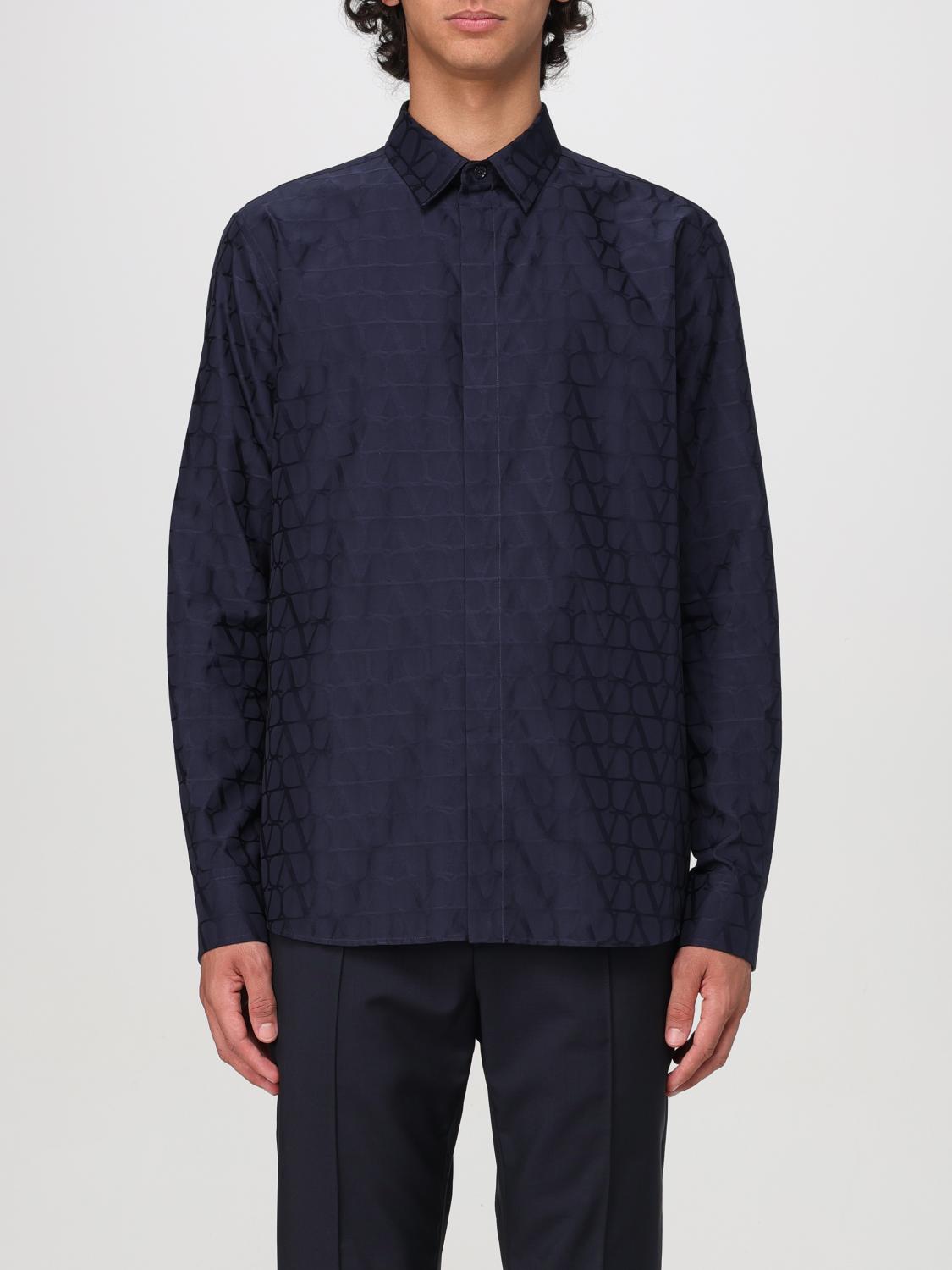 VALENTINO CAMICIA: Camicia VLogo Signature Valentino in cotone jacquard , Blue - Img 1