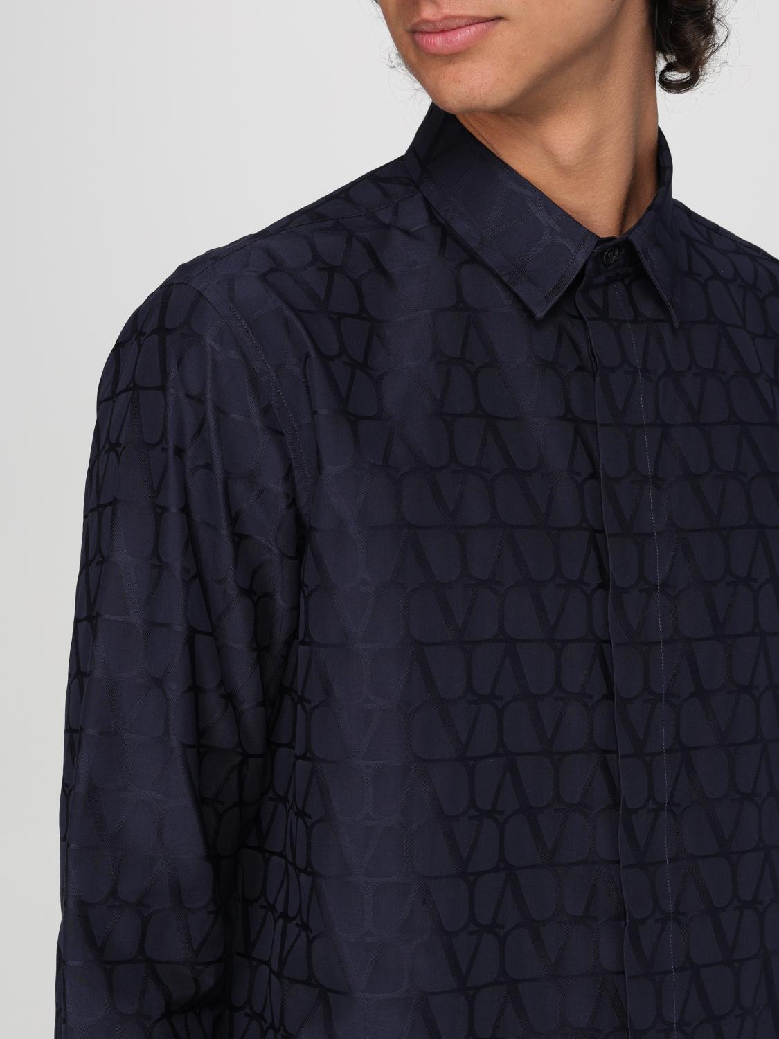 VALENTINO CAMICIA: Camicia VLogo Signature Valentino in cotone jacquard , Blue - Img 5