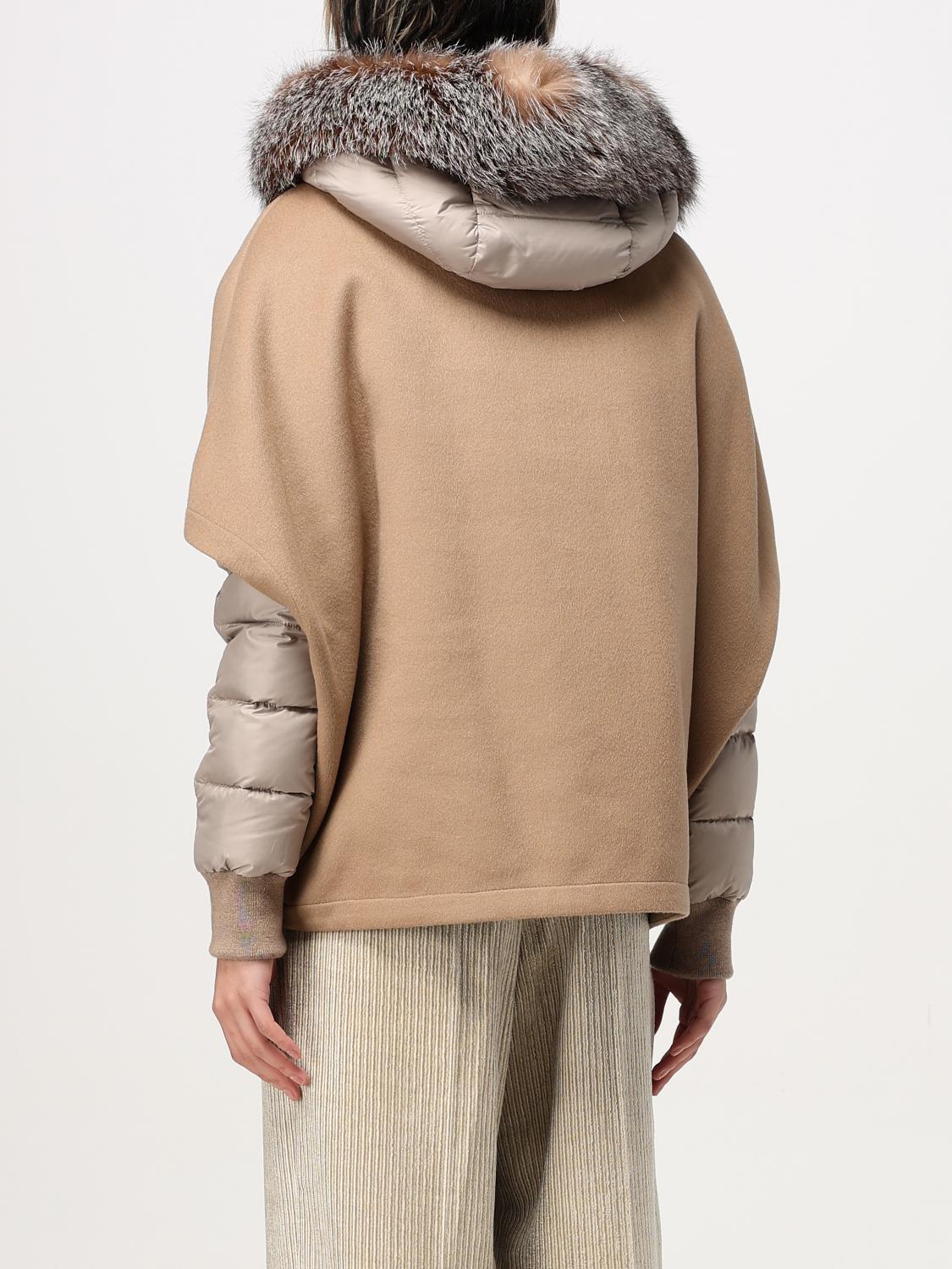 MOORER JACKET: Moorer down jacket with cape and hood with fur, Camel - Img 2