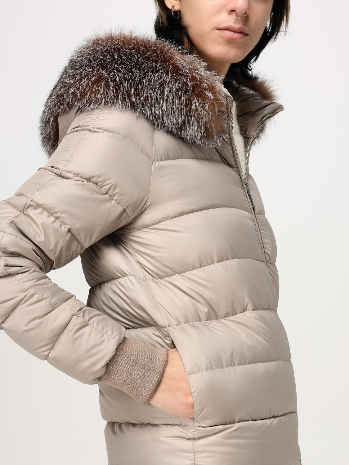 MOORER JACKET: Moorer down jacket with cape and hood with fur, Camel - Img 4