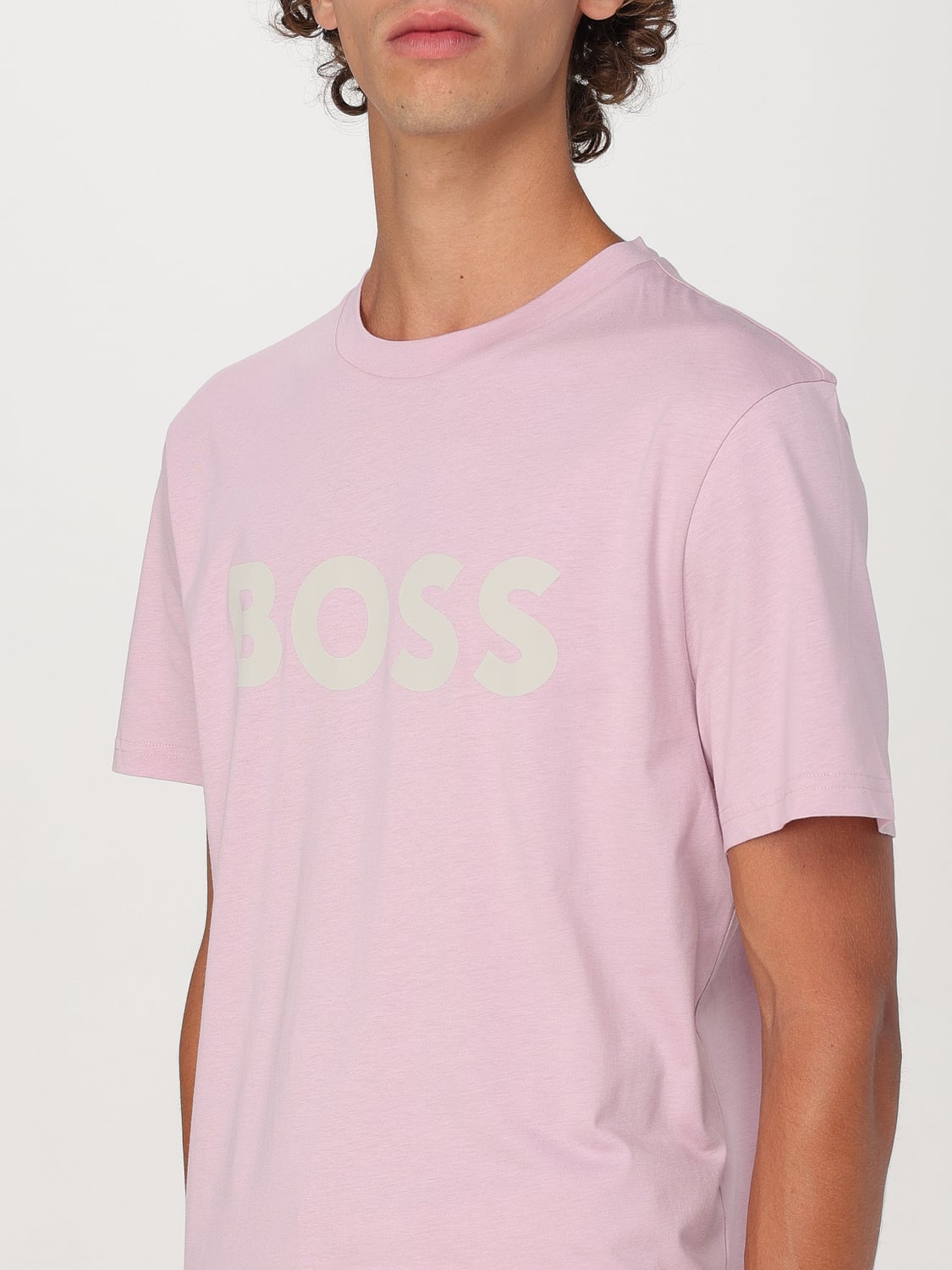 BOSS CAMISETA: Camiseta Boss de algodón con logo, Rosa - Img 3
