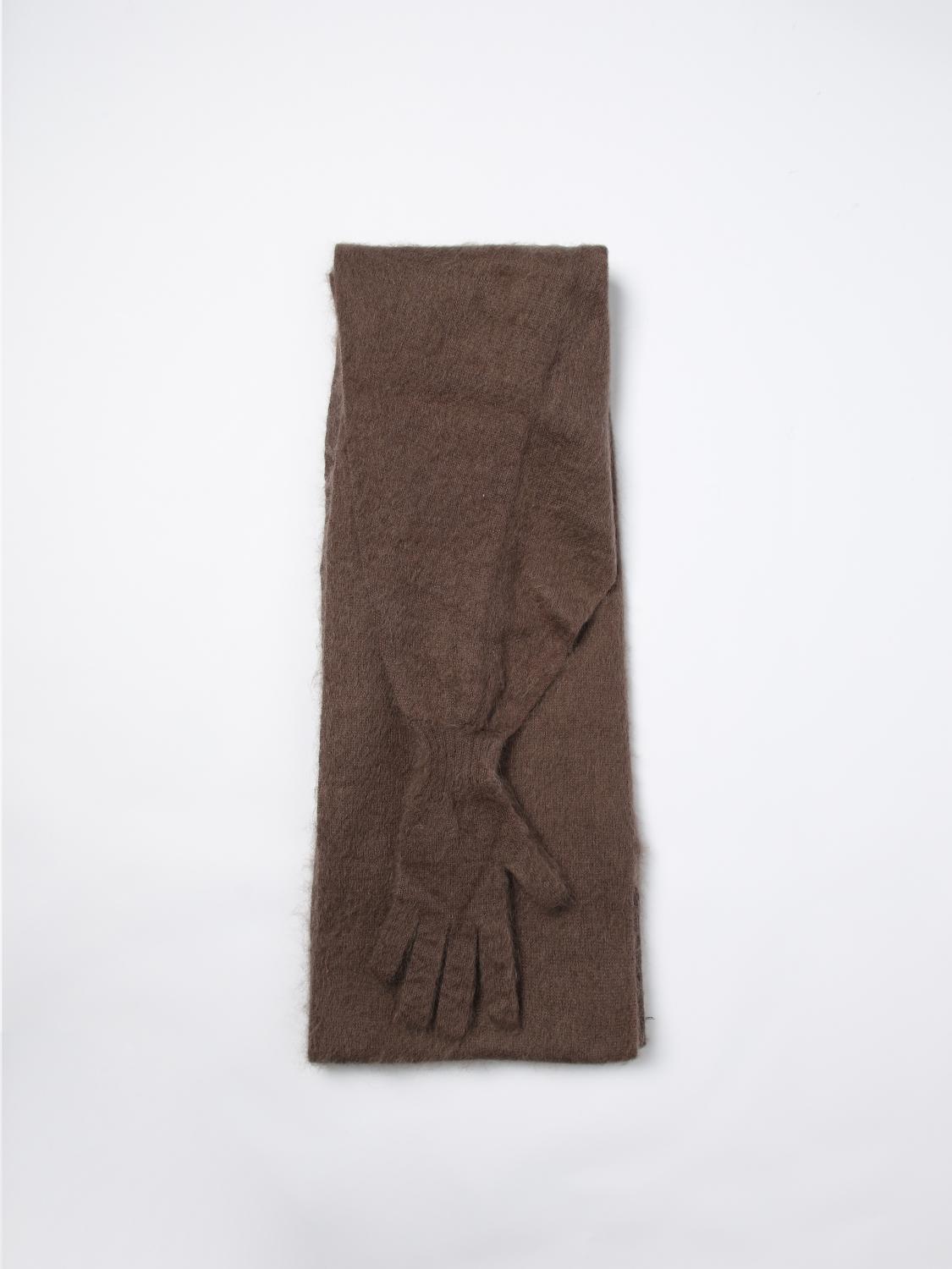 MOSCHINO COUTURE SCIARPA: Cappa Moschino Couture in mohair garzato con guanti , Marrone - Img 1