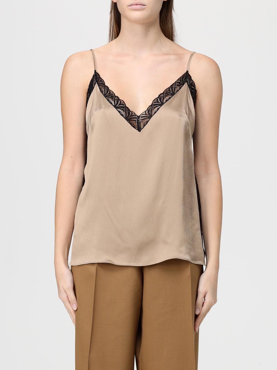 ALBERTA FERRETTI TOP: Alberta Ferretti Satin Top, Beige - Img 1