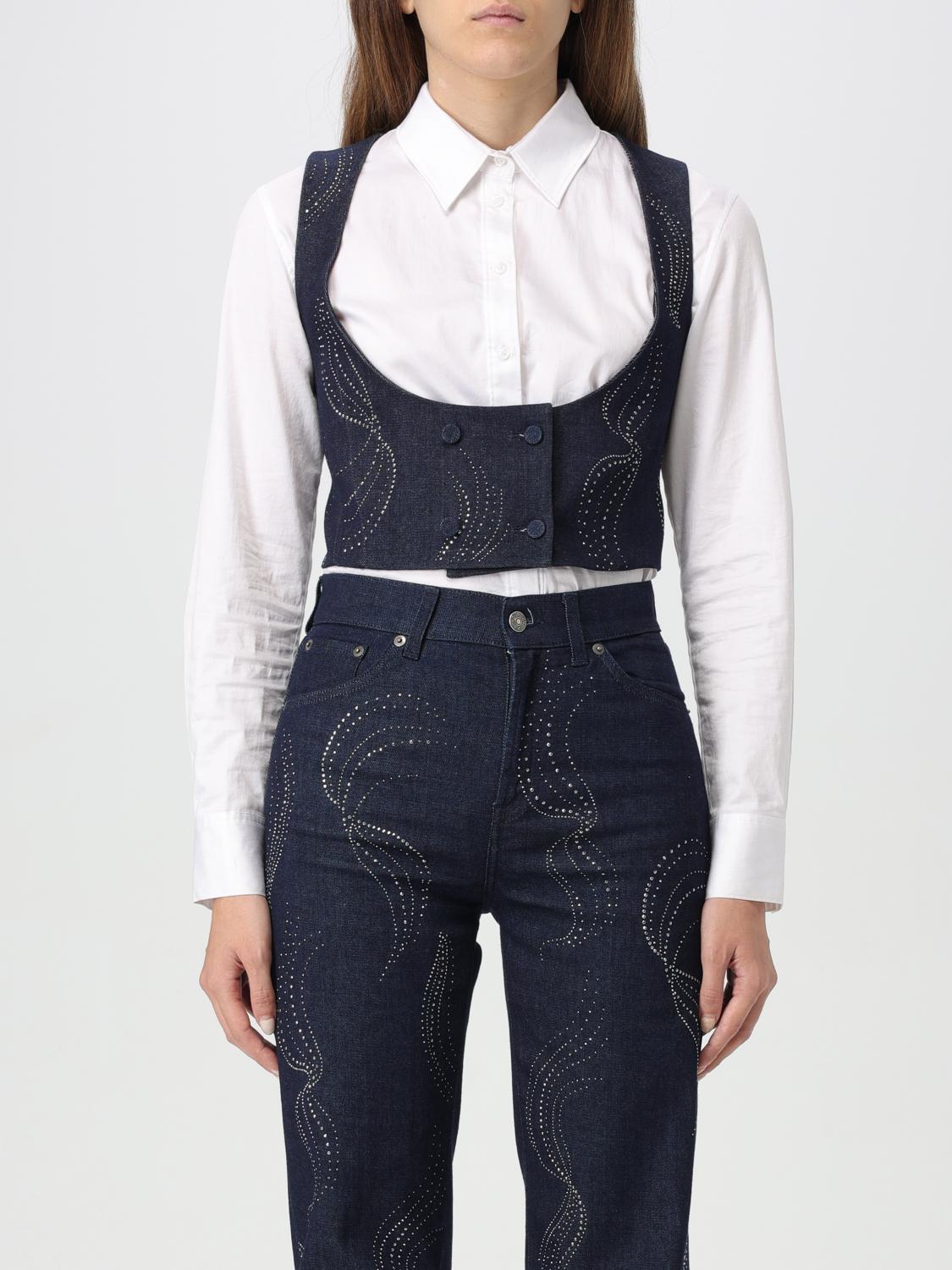 Giglio Gilet Dondup in denim con mini borchie