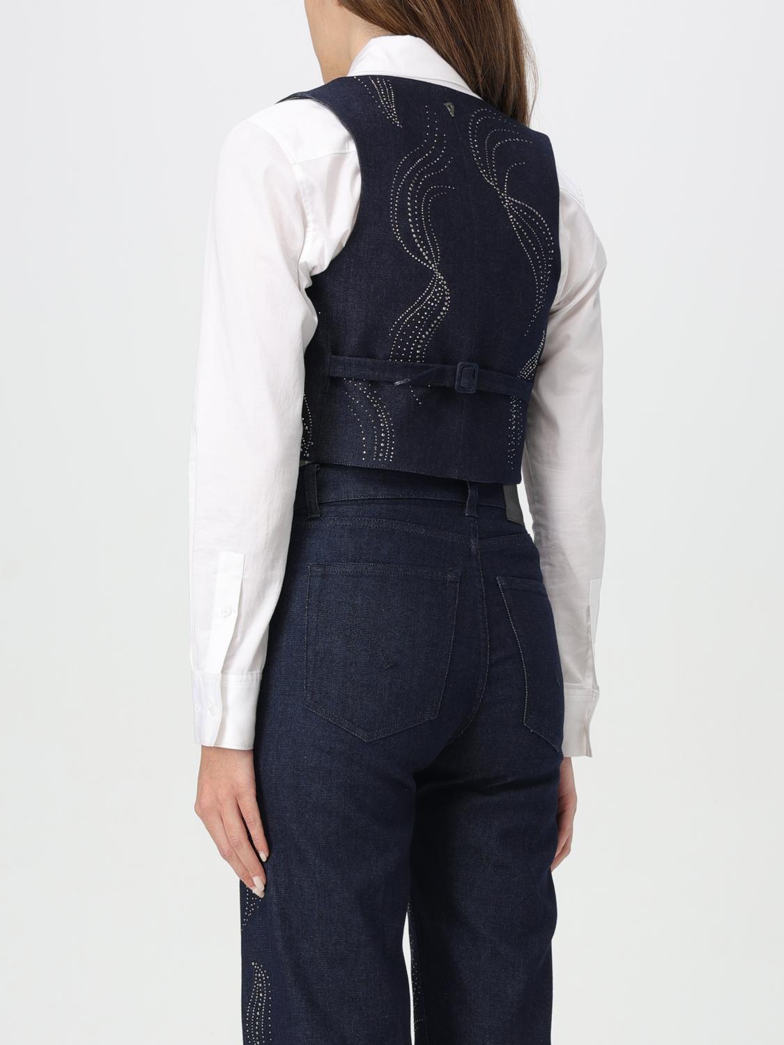 DONDUP GILET: Gilet Dondup in denim con mini borchie , Blue - Img 3