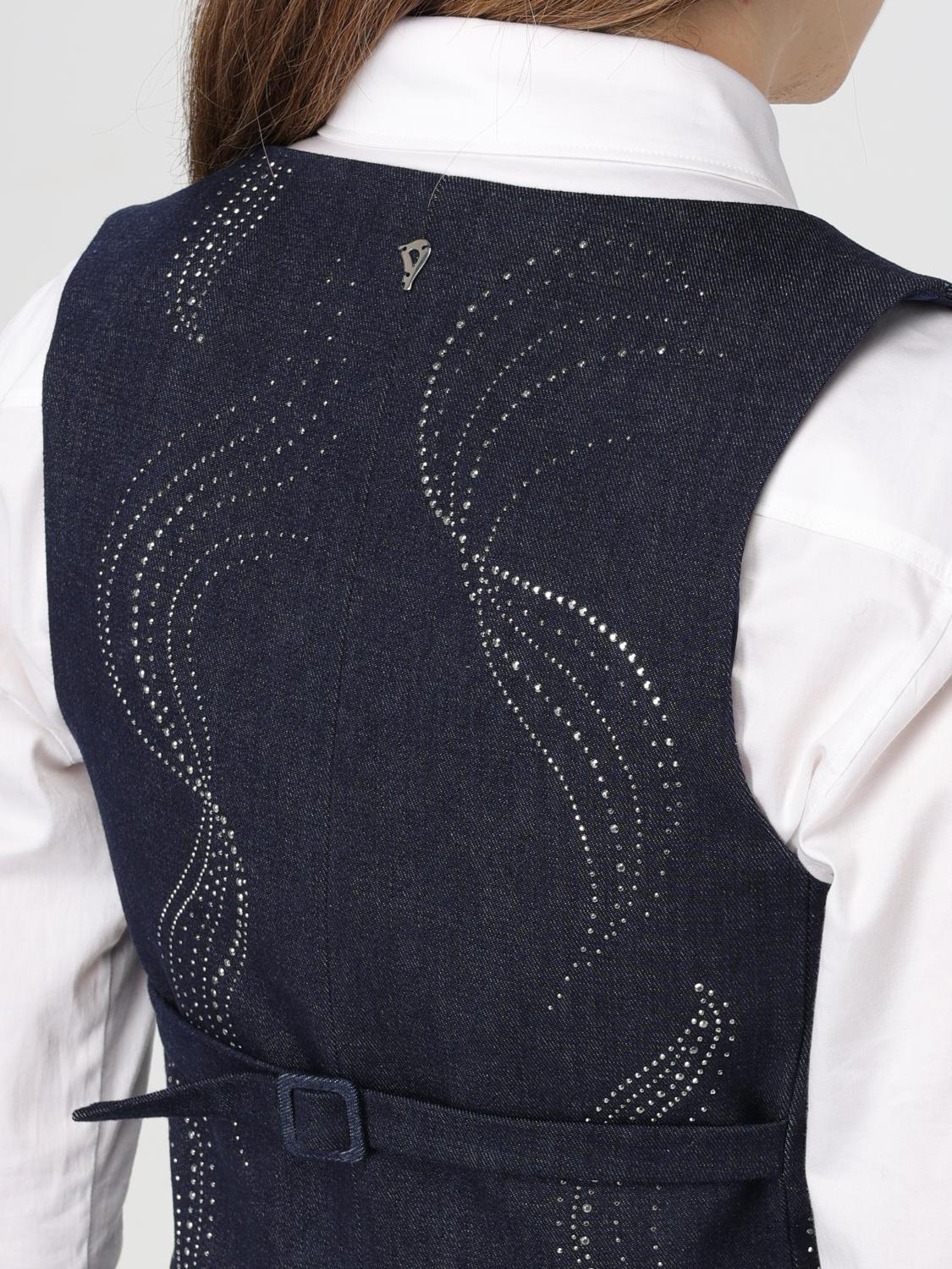 DONDUP GILET: Gilet Dondup in denim con mini borchie , Blue - Img 4