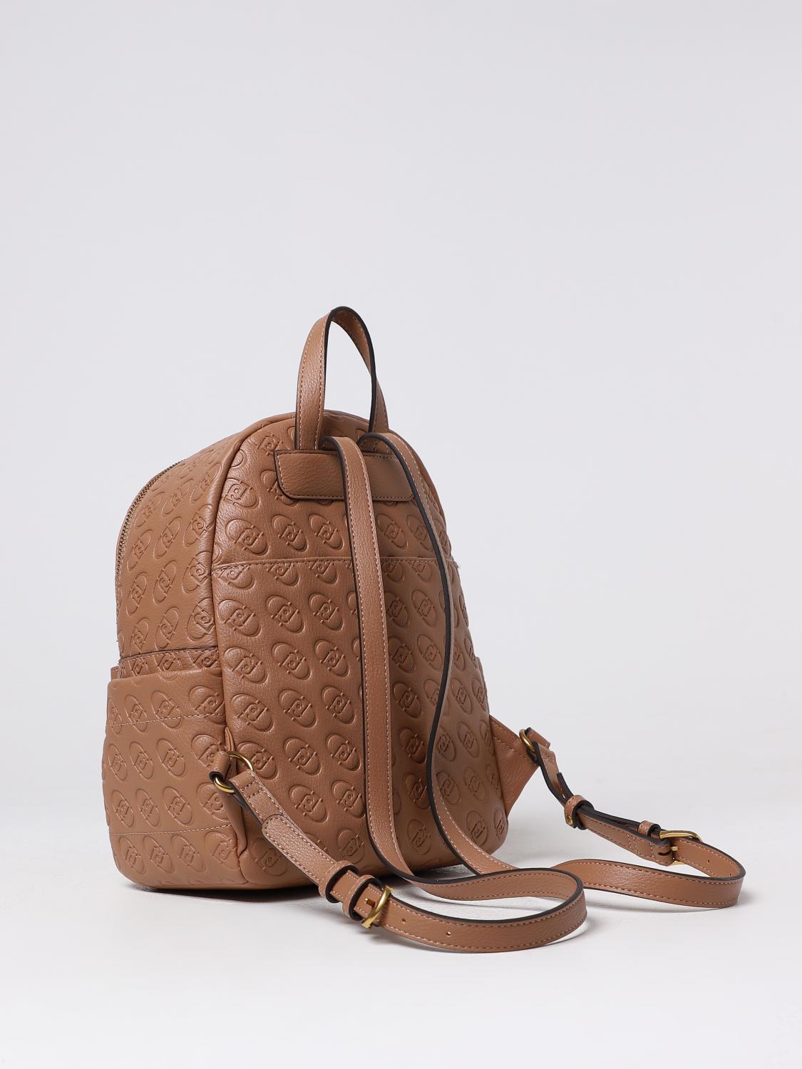 LIU JO ZAINO: Zaino Liu Jo in pelle sintetica con logo all over , Beige - Img 2