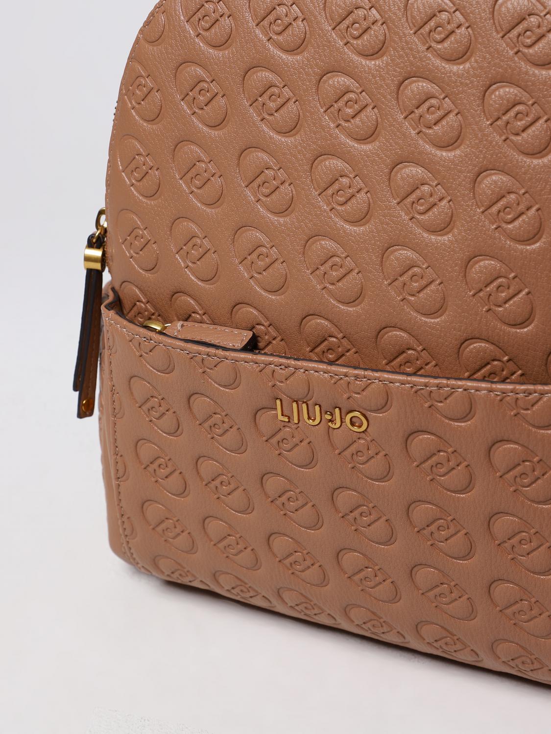 LIU JO ZAINO: Zaino Liu Jo in pelle sintetica con logo all over , Beige - Img 3