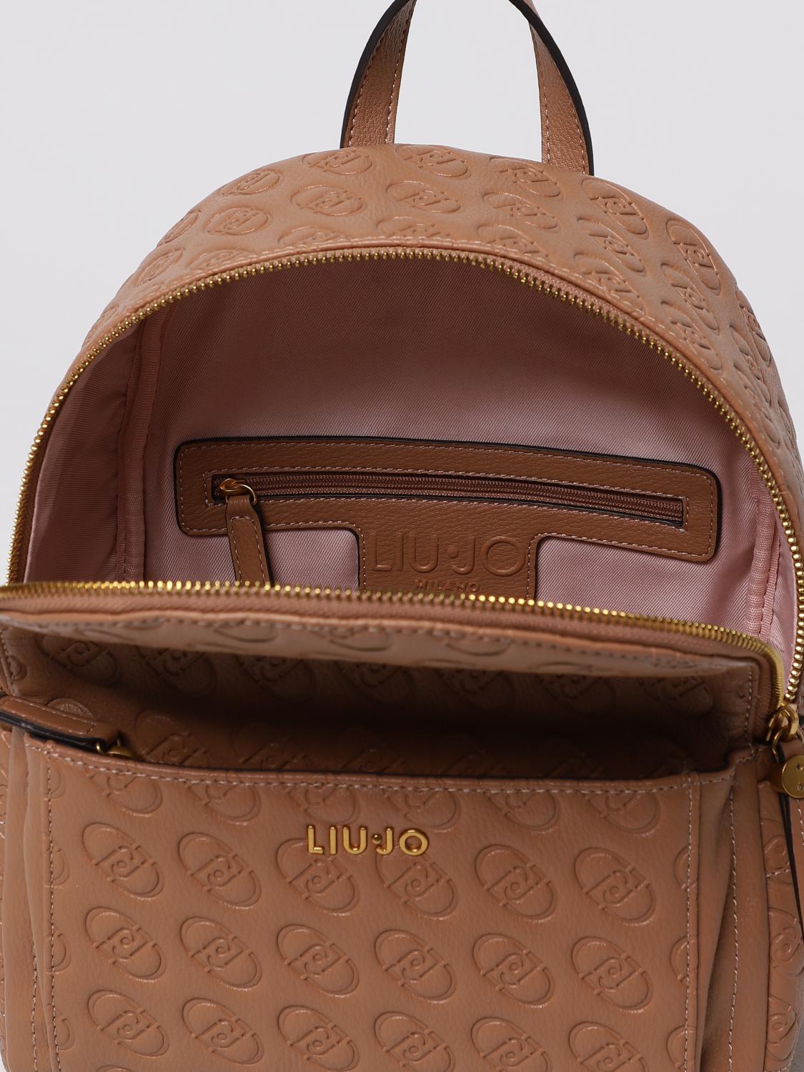 LIU JO ZAINO: Zaino Liu Jo in pelle sintetica con logo all over , Beige - Img 4