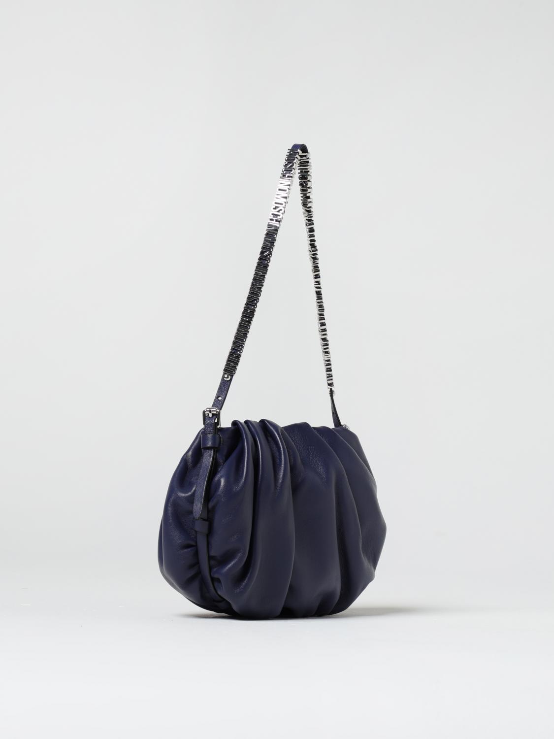 MOSCHINO COUTURE BORSA A SPALLA: Borsa Moschino Couture in pelle arricciata , Blue - Img 2