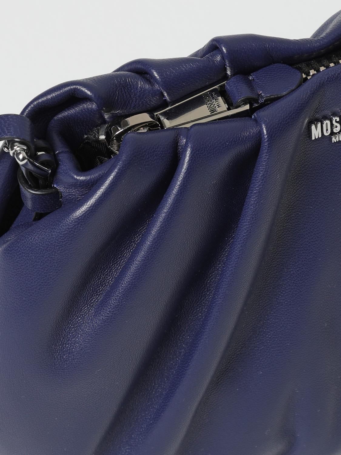 MOSCHINO COUTURE BORSA A SPALLA: Borsa Moschino Couture in pelle arricciata , Blue - Img 3