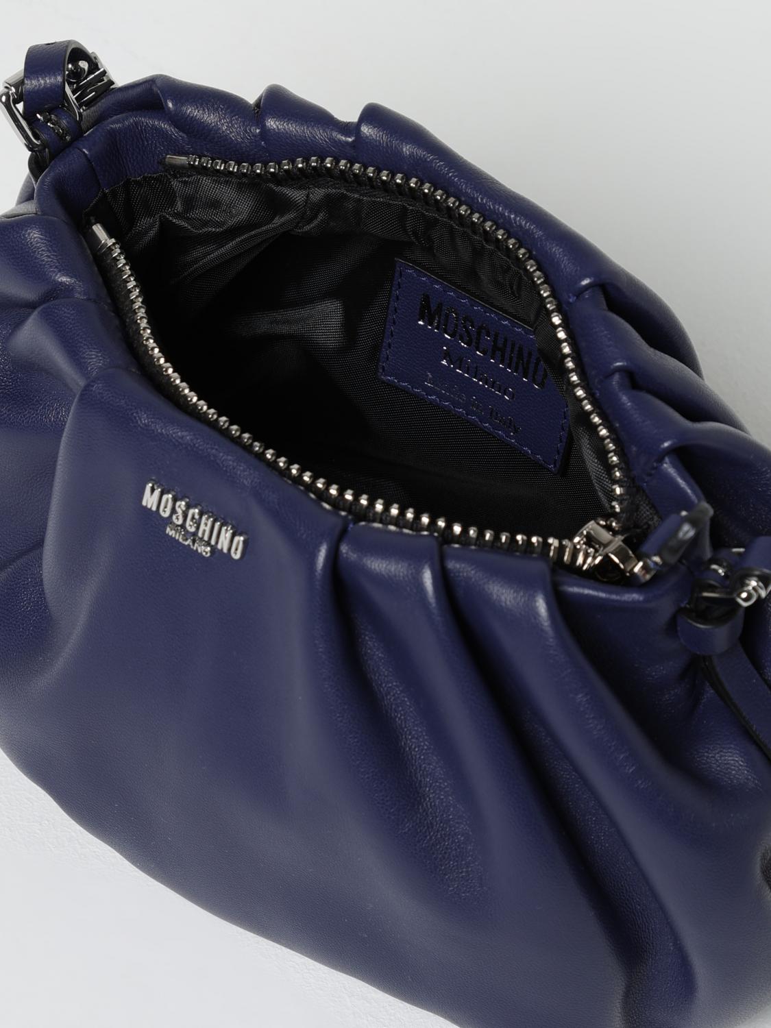 MOSCHINO COUTURE BORSA A SPALLA: Borsa Moschino Couture in pelle arricciata , Blue - Img 4