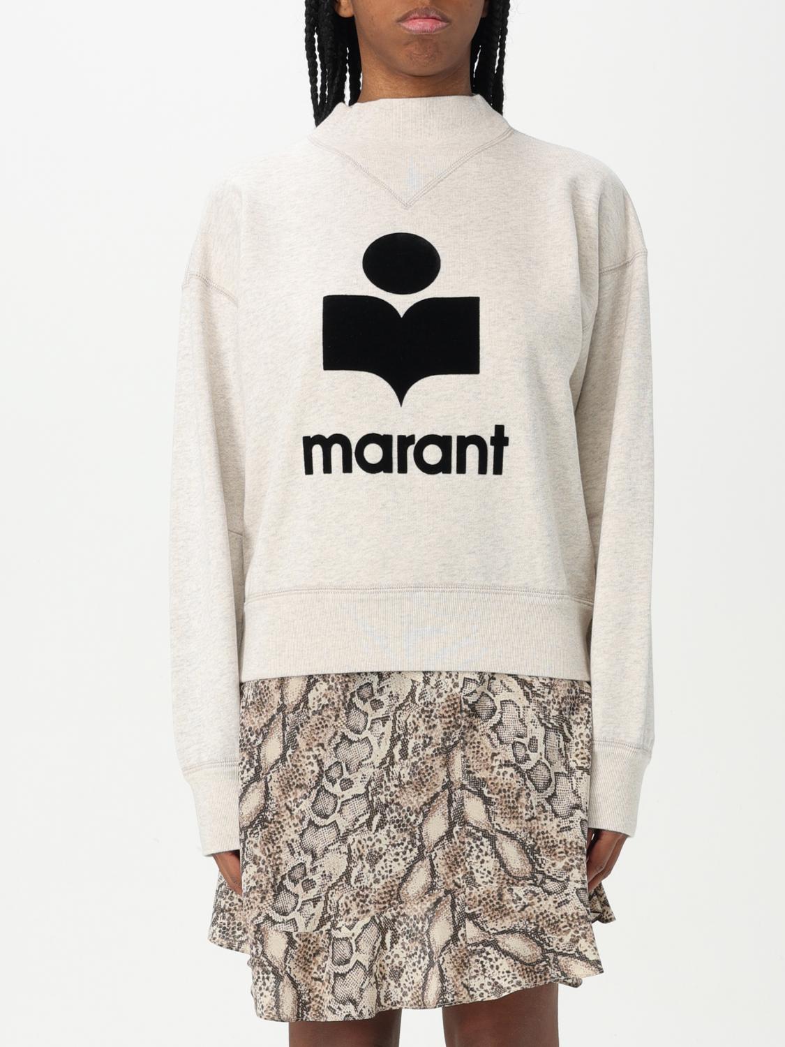 ISABEL MARANT ETOILE SUDADERA: Sudadera de cuello redondo Isabel Marant Etoile con maxi logo, Beige - Img 1