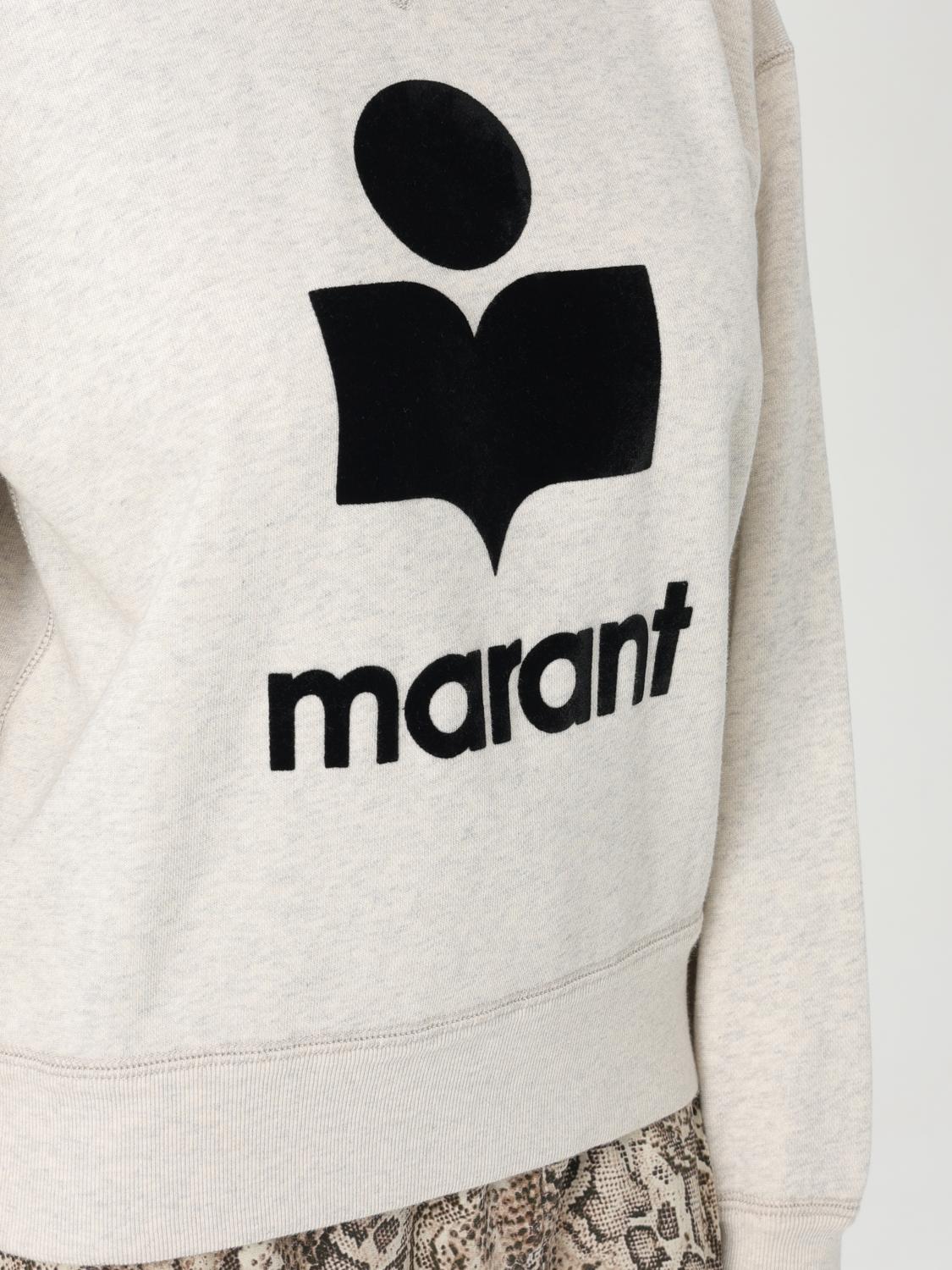ISABEL MARANT ETOILE SUDADERA: Sudadera de cuello redondo Isabel Marant Etoile con maxi logo, Beige - Img 3