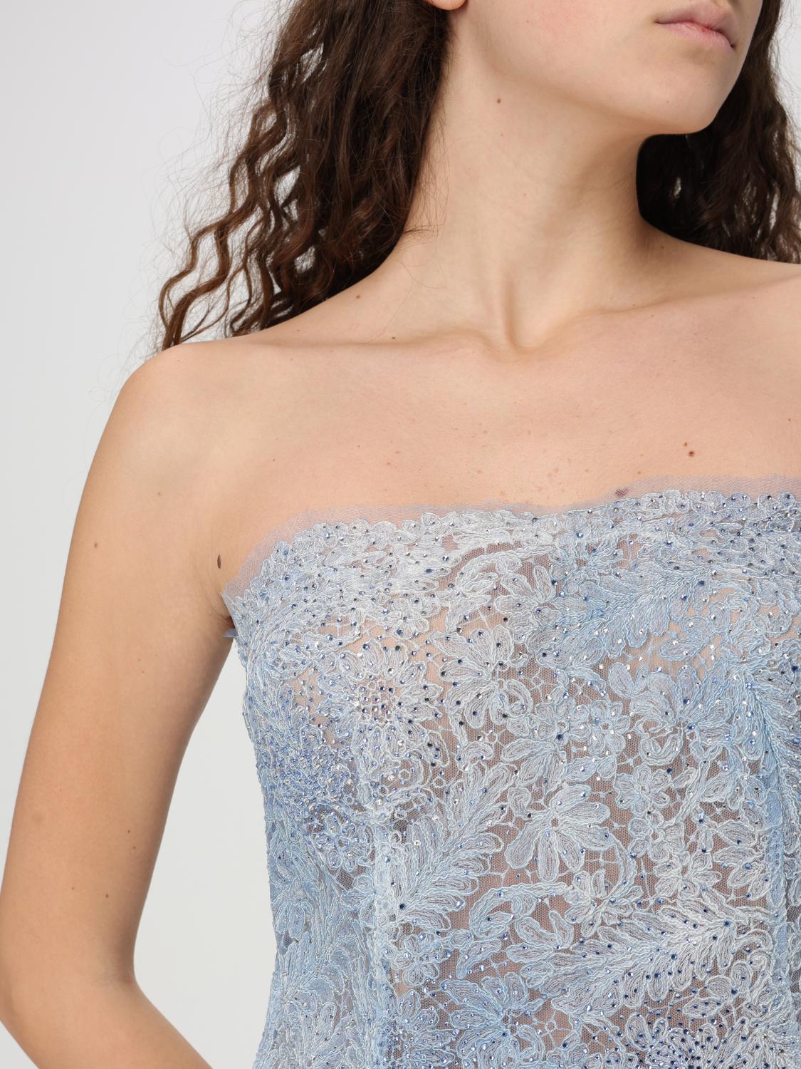 ERMANNO SCERVINO ABITO: Abito bustier Ermanno Scervino in pizzo , Azzurro - Img 4