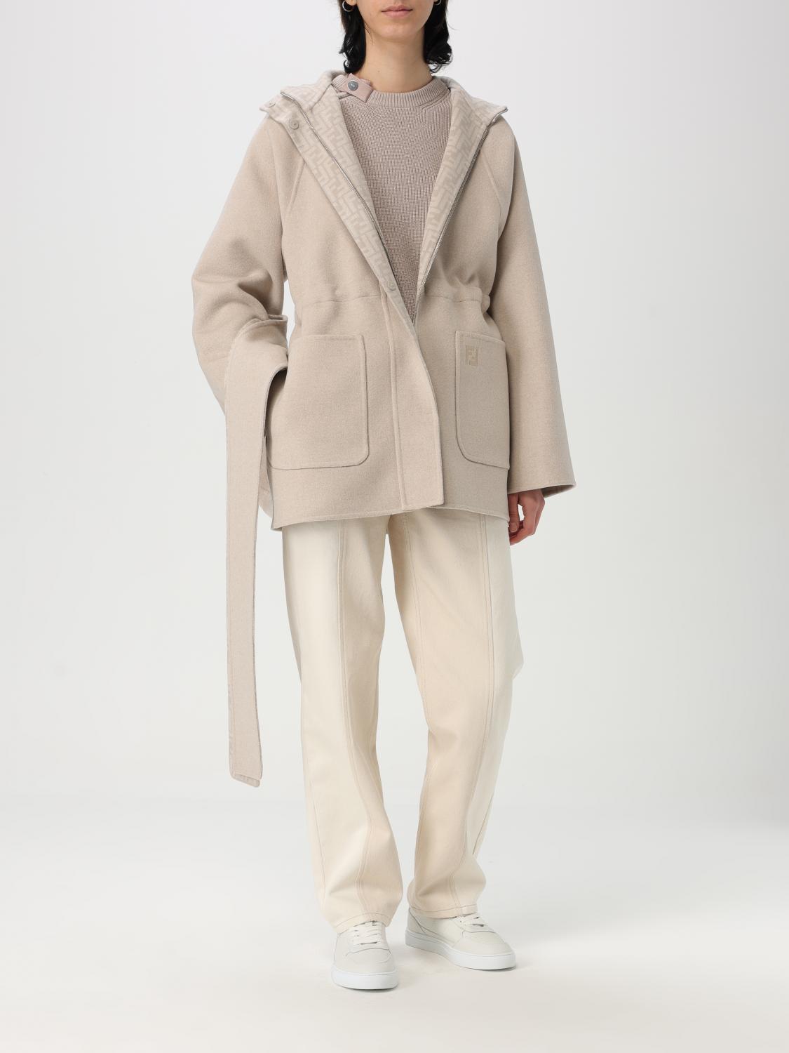 FENDI COAT: Coat woman Fendi, Beige - Img 2