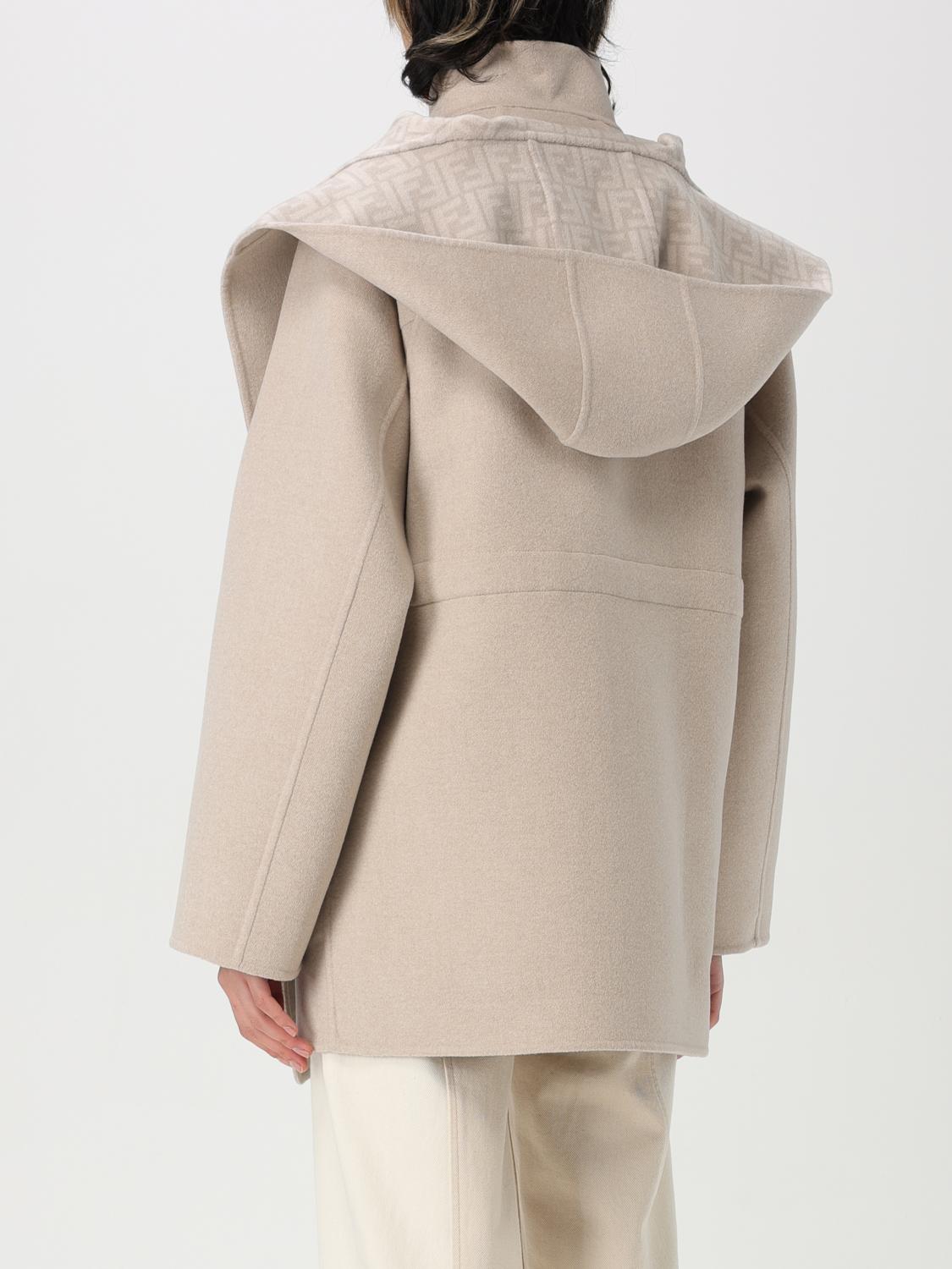 FENDI COAT: Coat woman Fendi, Beige - Img 3