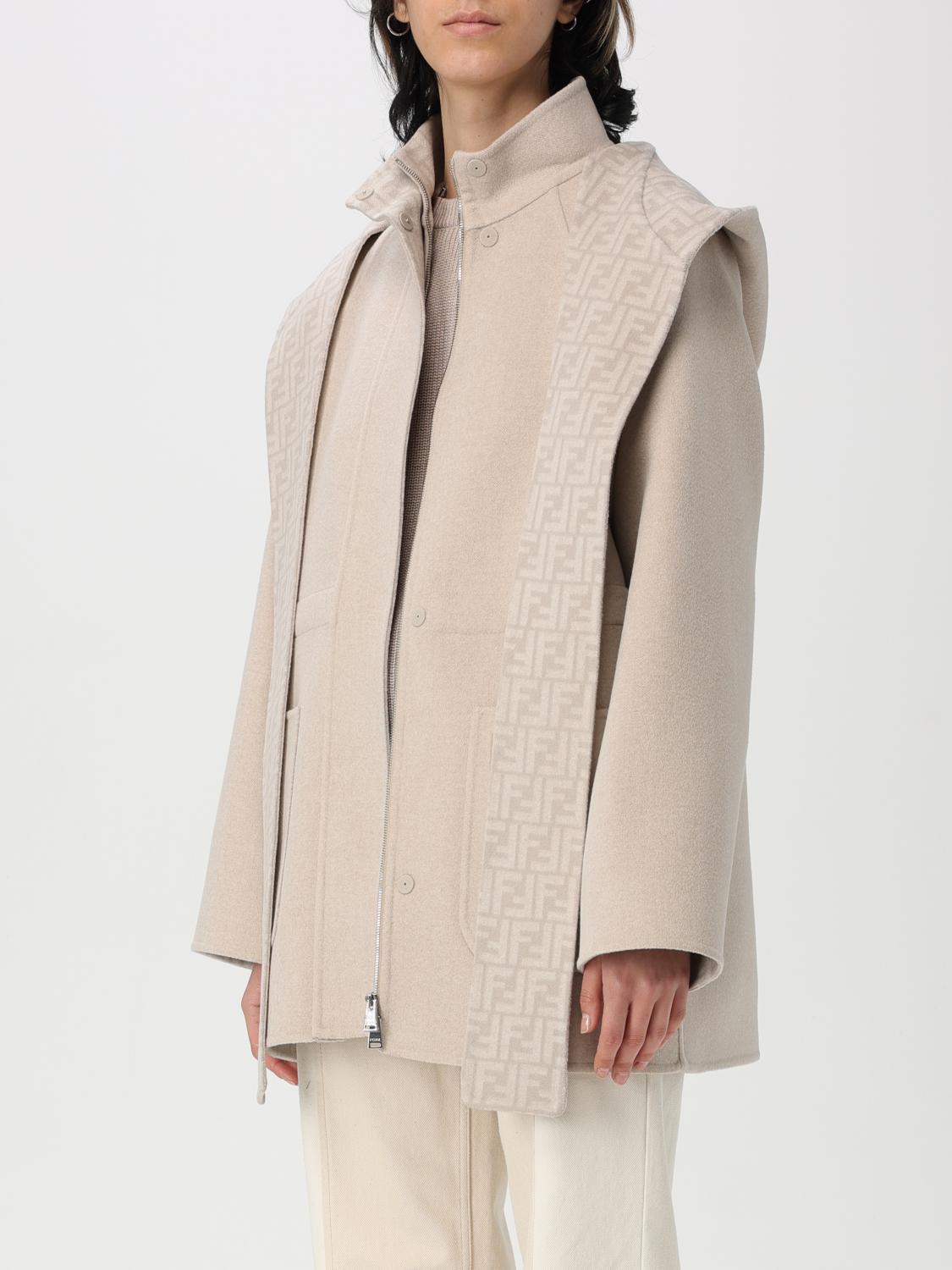 FENDI COAT: Coat woman Fendi, Beige - Img 4