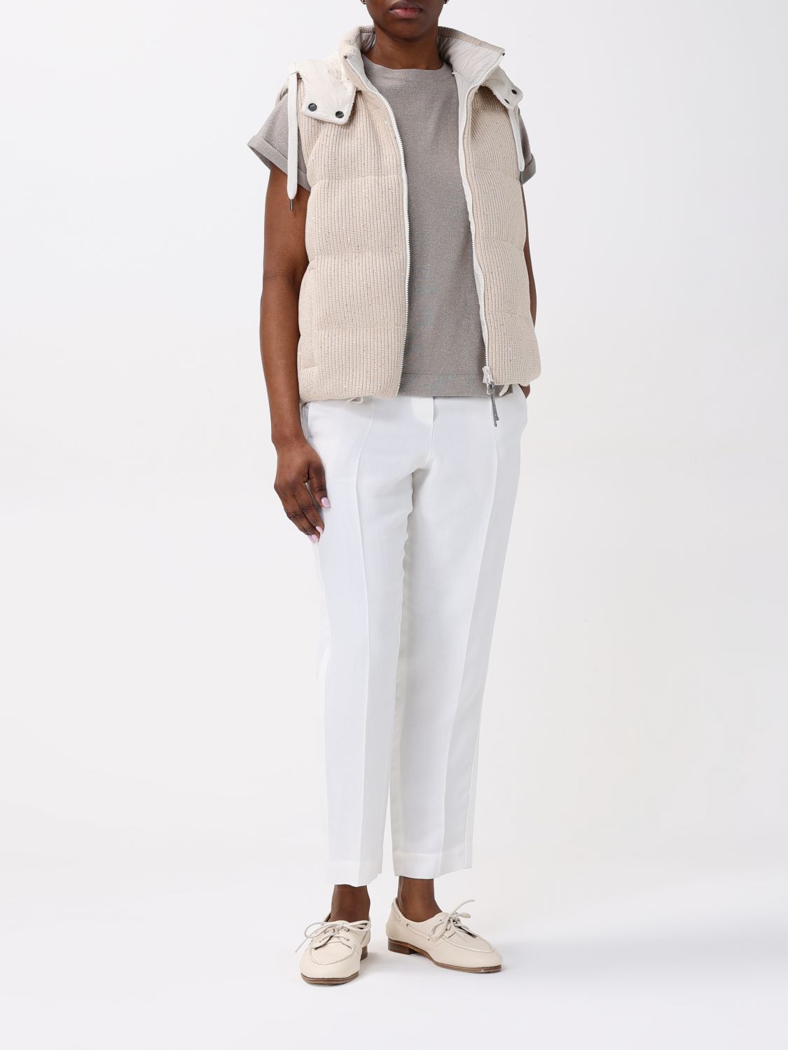 BRUNELLO CUCINELLI パンツ: パンツ レディース Brunello Cucinelli, ナチュラル - Img 2