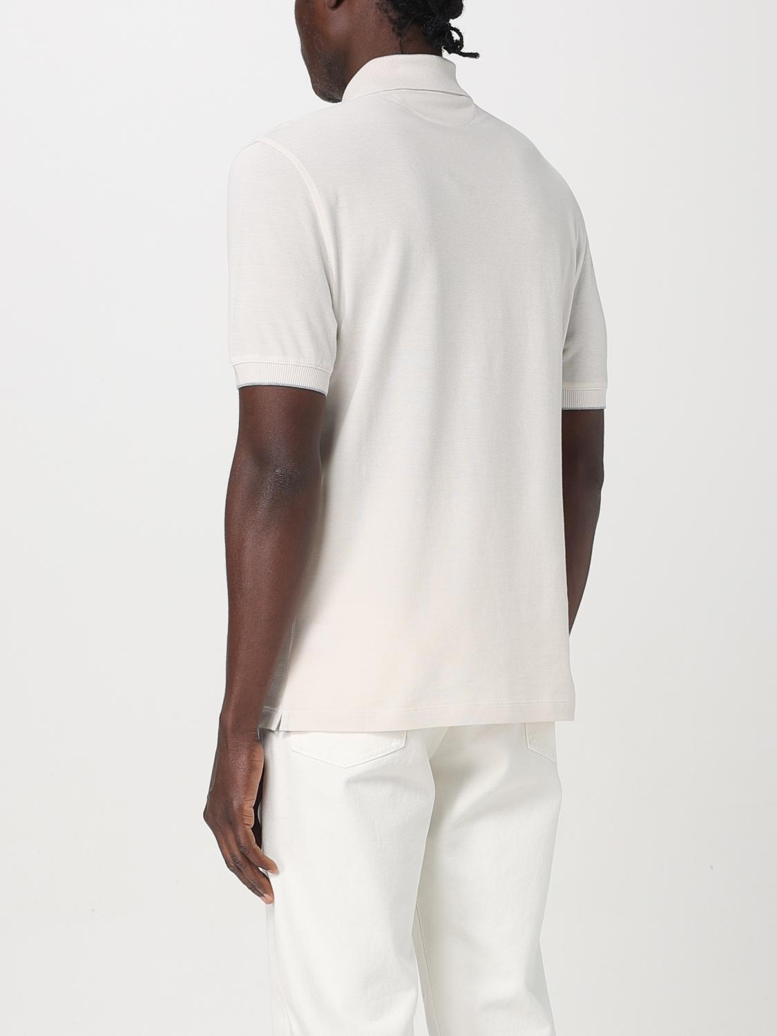 BRUNELLO CUCINELLI POLO: Polo in cotone Brunello Cucinelli, Bianco 2 - Img 3