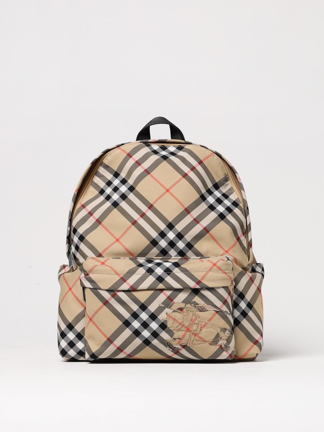 BURBERRY MOCHILA: Mochila Vintage Check Burberry de nailon estampado, Tierra - Img 1