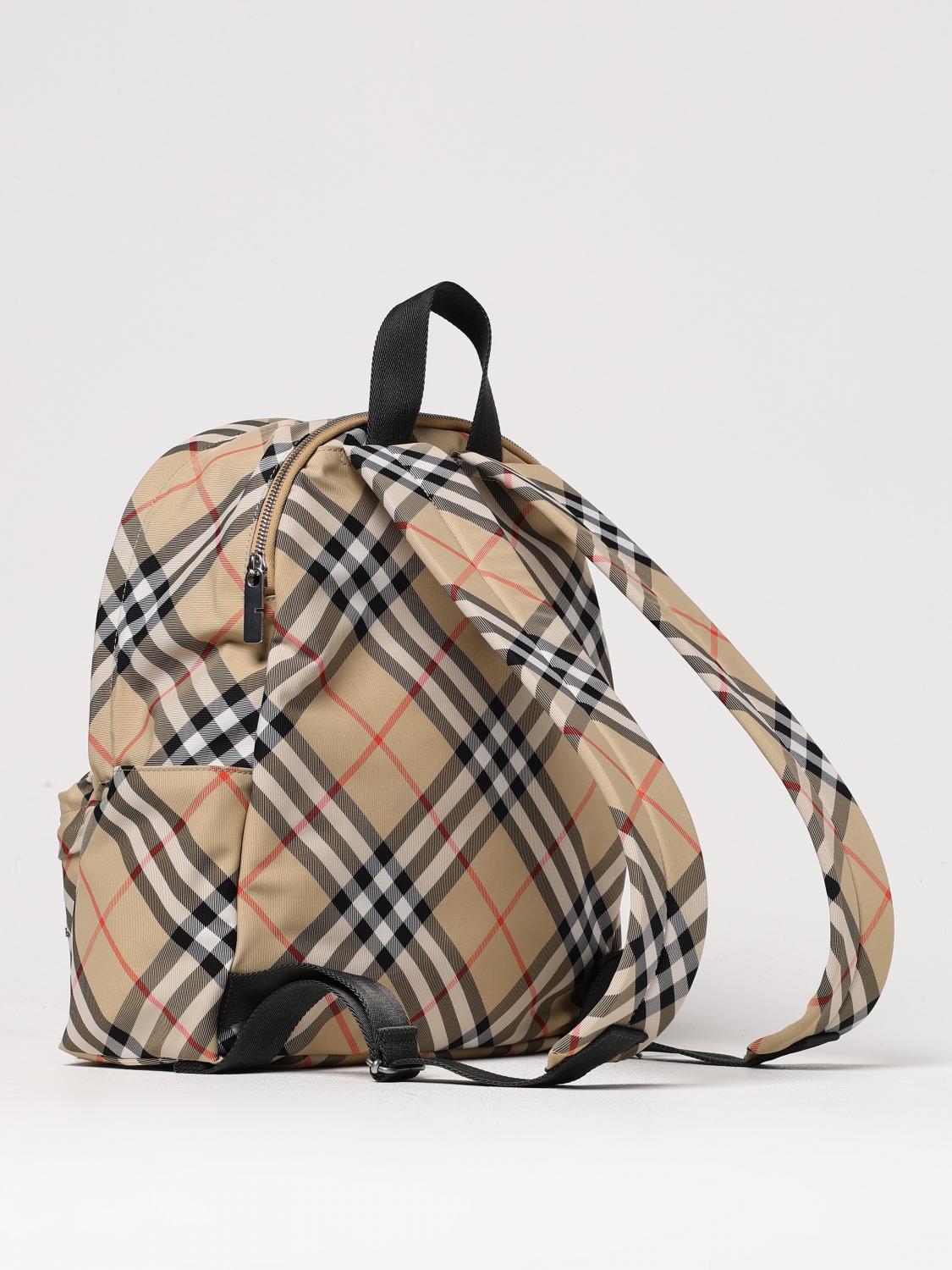 BURBERRY MOCHILA: Mochila Vintage Check Burberry de nailon estampado, Tierra - Img 3