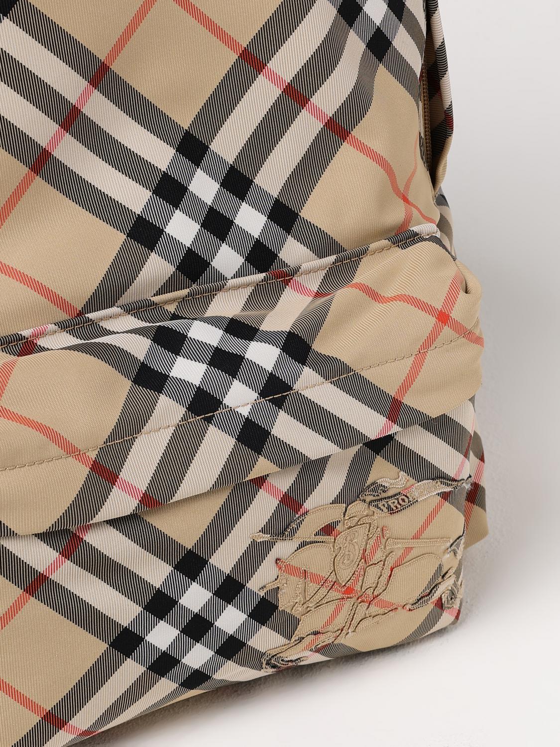 BURBERRY MOCHILA: Mochila Vintage Check Burberry de nailon estampado, Tierra - Img 4