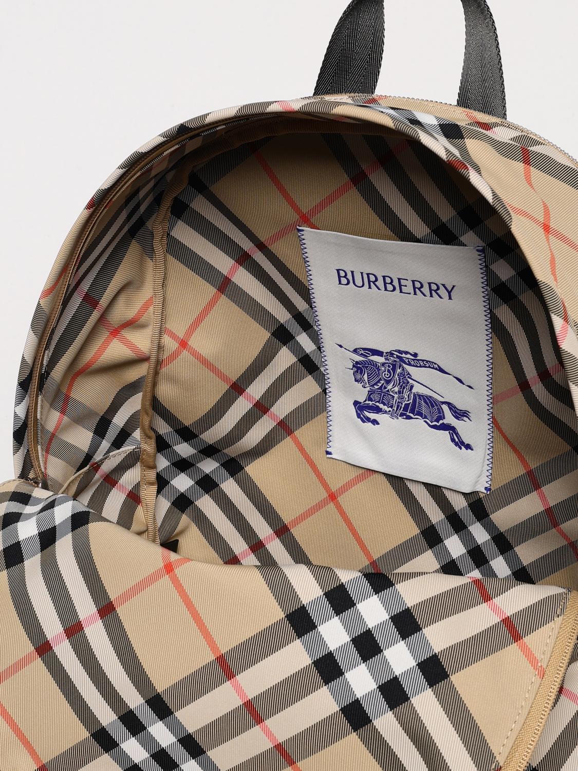 BURBERRY MOCHILA: Mochila Vintage Check Burberry de nailon estampado, Tierra - Img 5