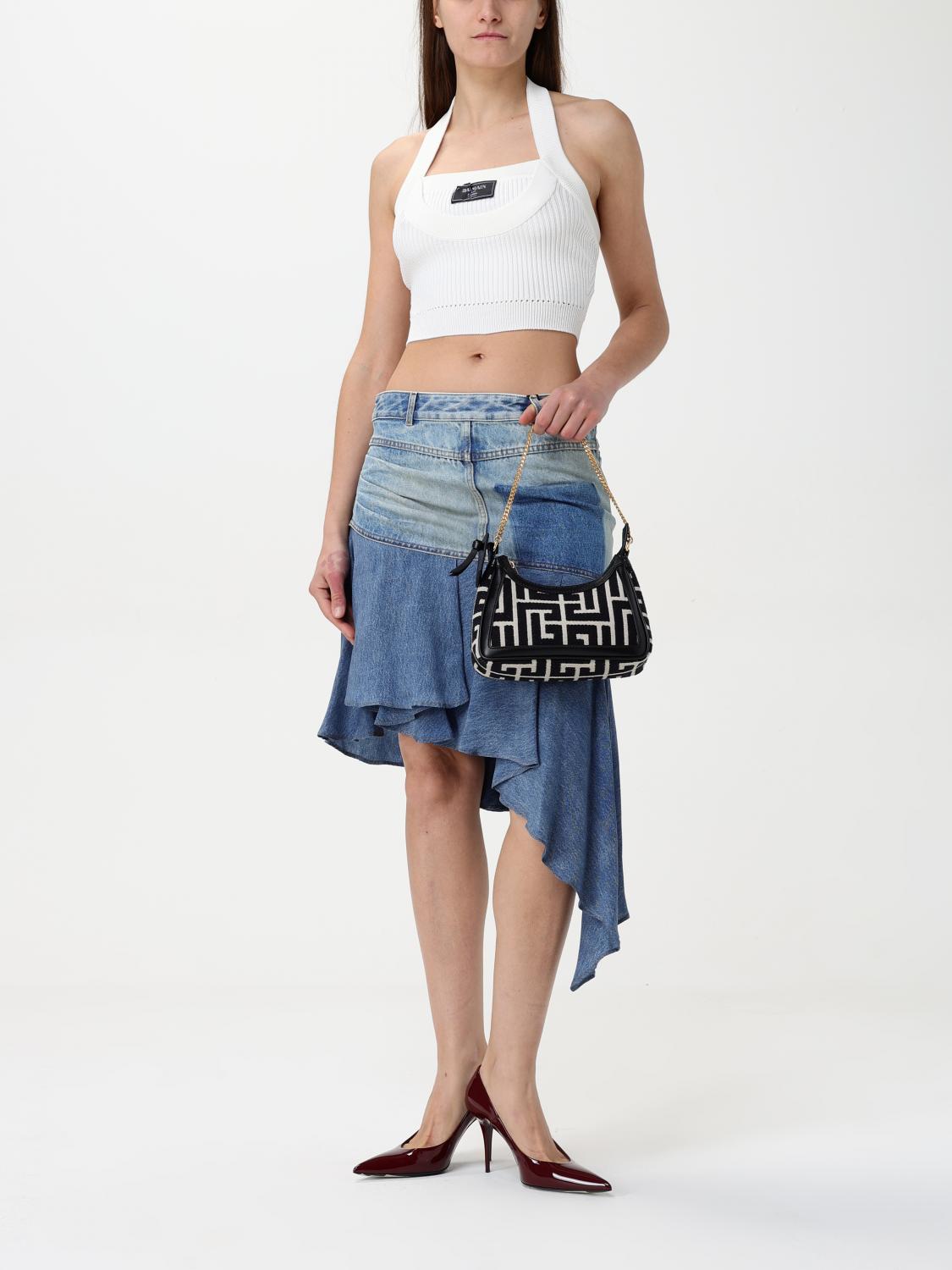 BALMAIN TOP: Top cropped Balmain in jersey , Bianco - Img 2