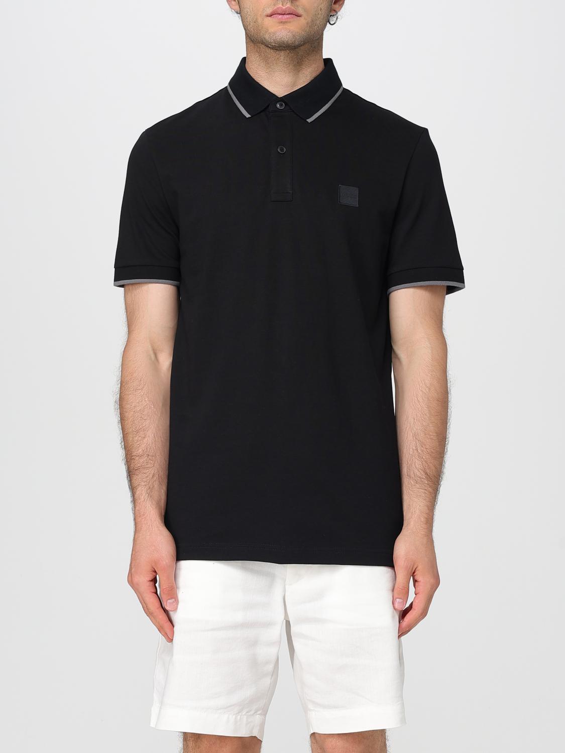 BOSS POLO: Polo básico de algodón con mini logo Boss, Negro - Img 1