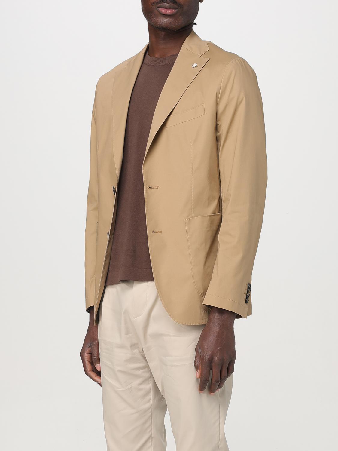 MANUEL RITZ GIACCA: Blazer Manuel Ritz in cotone stretch , Beige - Img 3