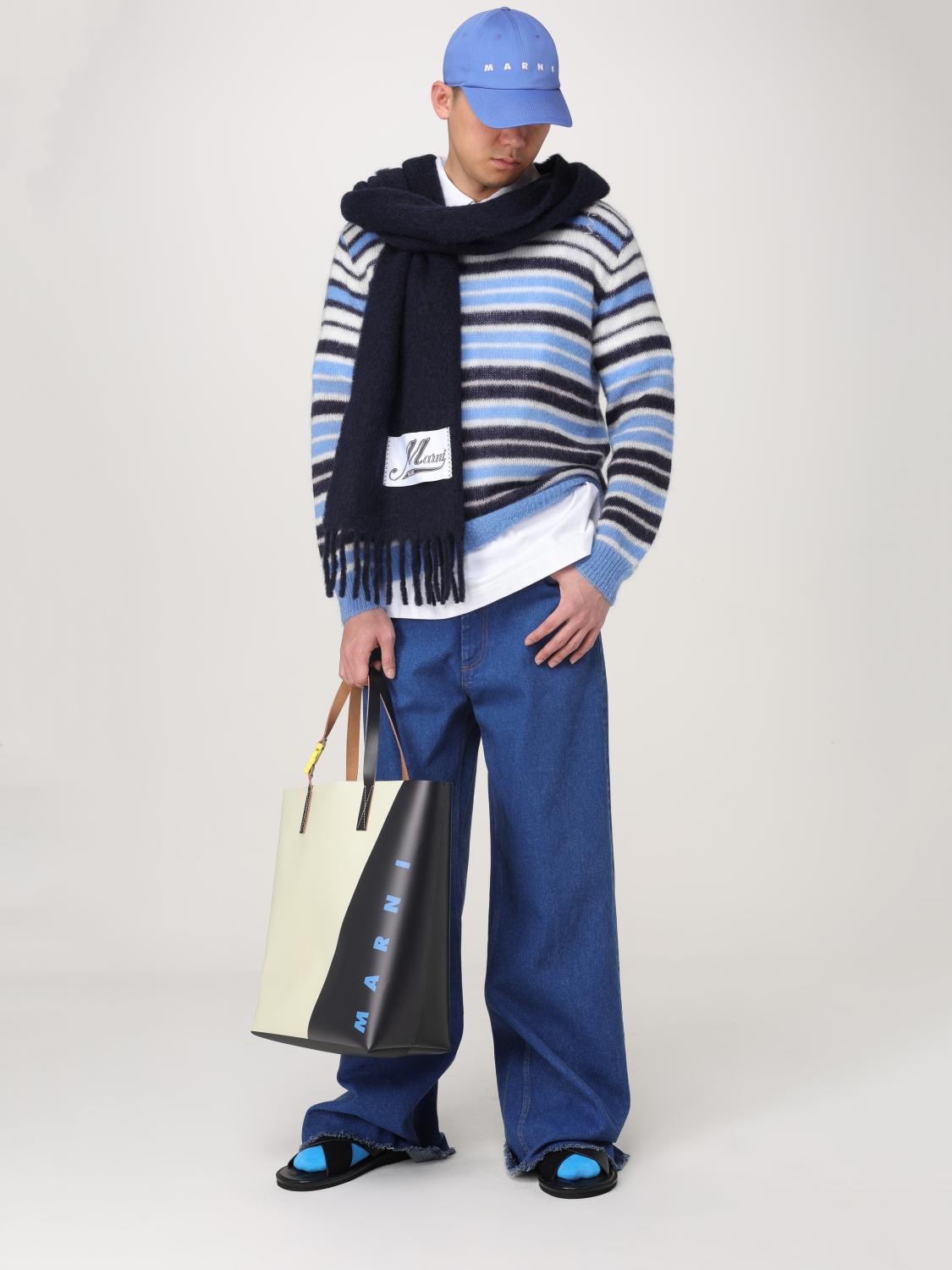 MARNI CAPPELLO: Cappello Marni in cotone con stampa logo , Blue - Img 2