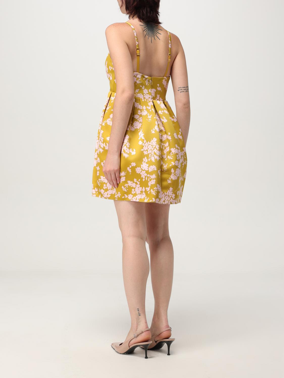 ELISABETTA FRANCHI ABITO: Abito mini Elisabetta Franchi in duchesse con stampa floreale , Marrone - Img 2