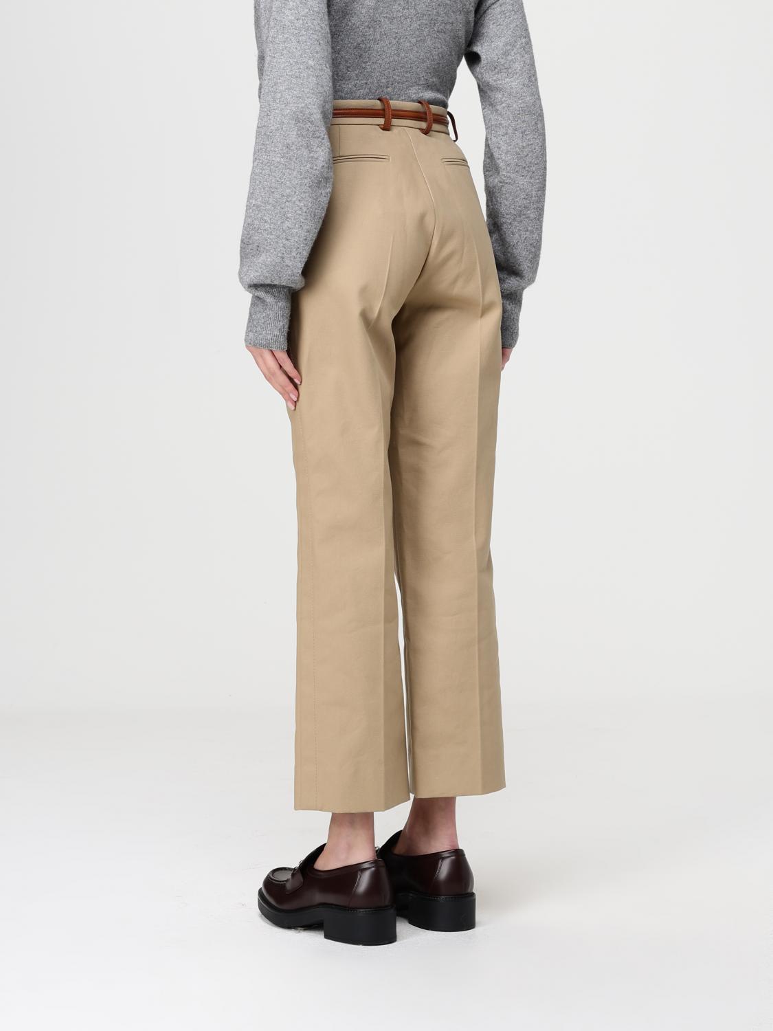 GUCCI PANTALONI: Pantalone di cotone crop con morsetto Gucci, Beige - Img 2