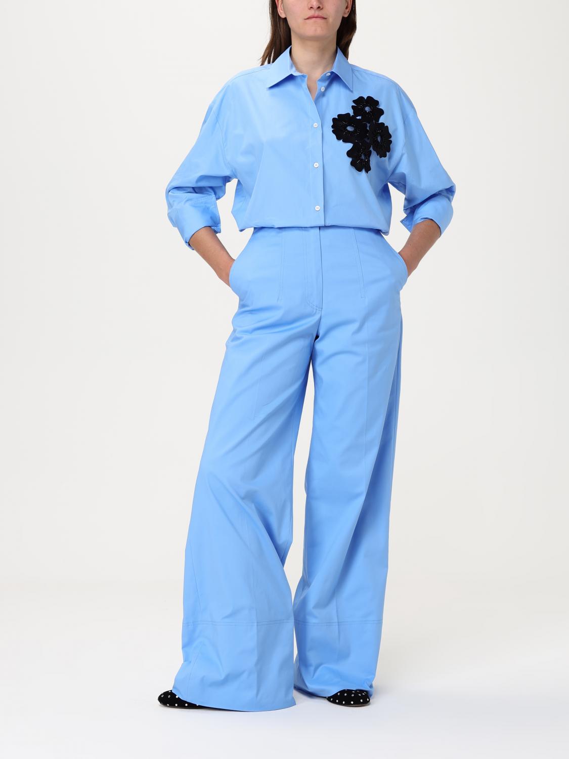 MSGM CAMICIA: Camicia MSGM in cotone con applicazione, Azzurro - Img 2