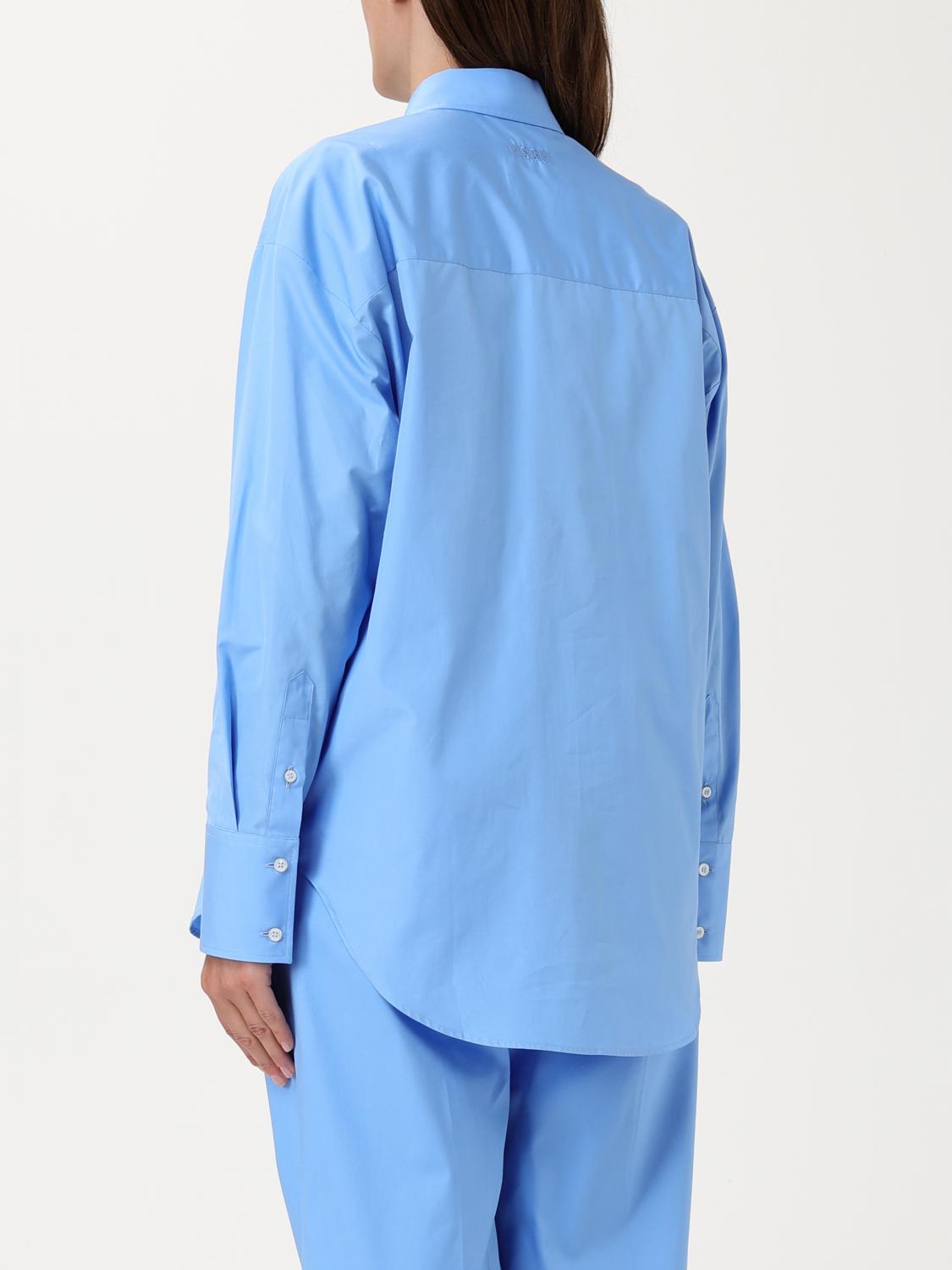 MSGM CAMICIA: Camicia MSGM in cotone con applicazione, Azzurro - Img 3