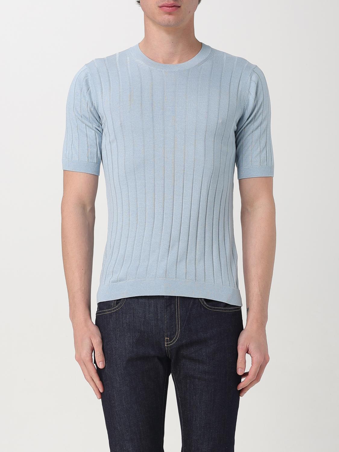 TAGLIATORE T-SHIRT: Tagliatore ribbed cotton t-shirt, Blue - Img 1