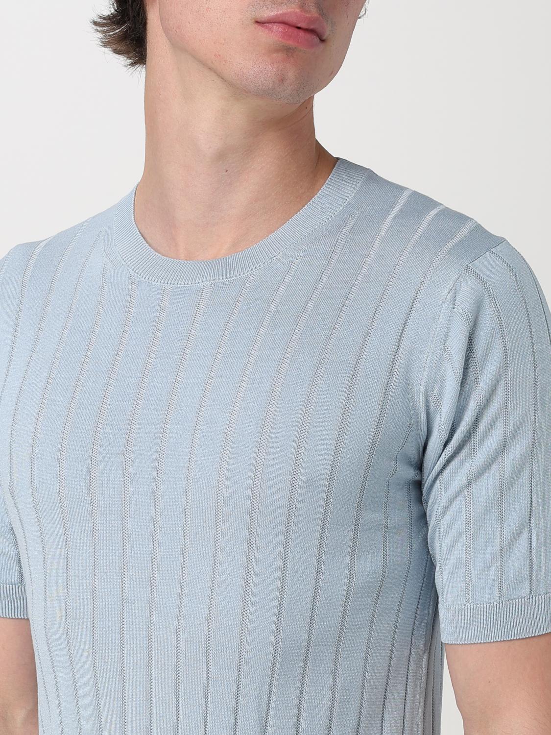TAGLIATORE T-SHIRT: Tagliatore ribbed cotton t-shirt, Blue - Img 3