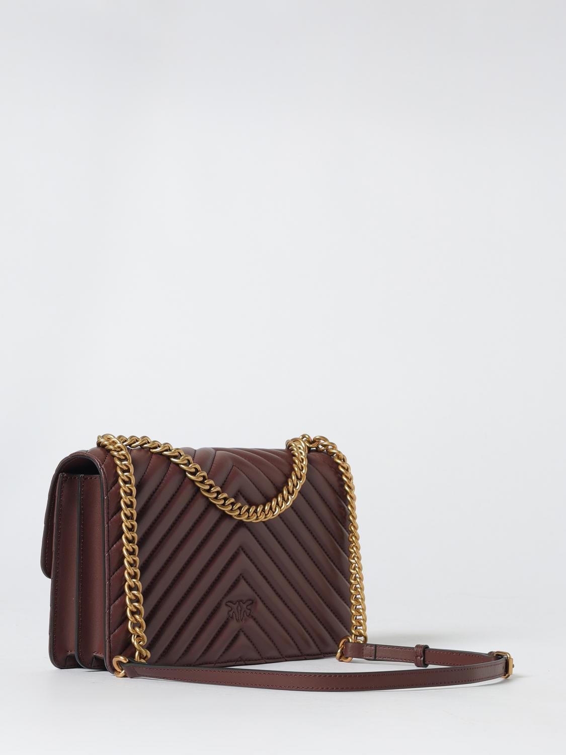 PINKO BORSA A SPALLA: Borsa Love Bag One Pinko in pelle trapuntata chevron , Moro - Img 2