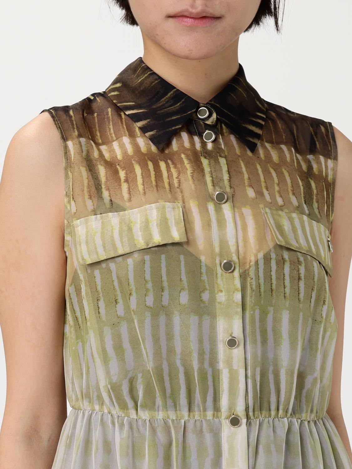 LIU JO ABITO: Abito chemisier Liu Jo in chiffon , Verde - Img 3