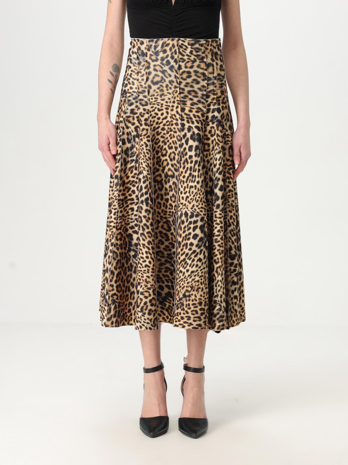 NORMA KAMALI GONNA: Gonna Norma Kamali in crêpe animalier , Marrone - Img 1